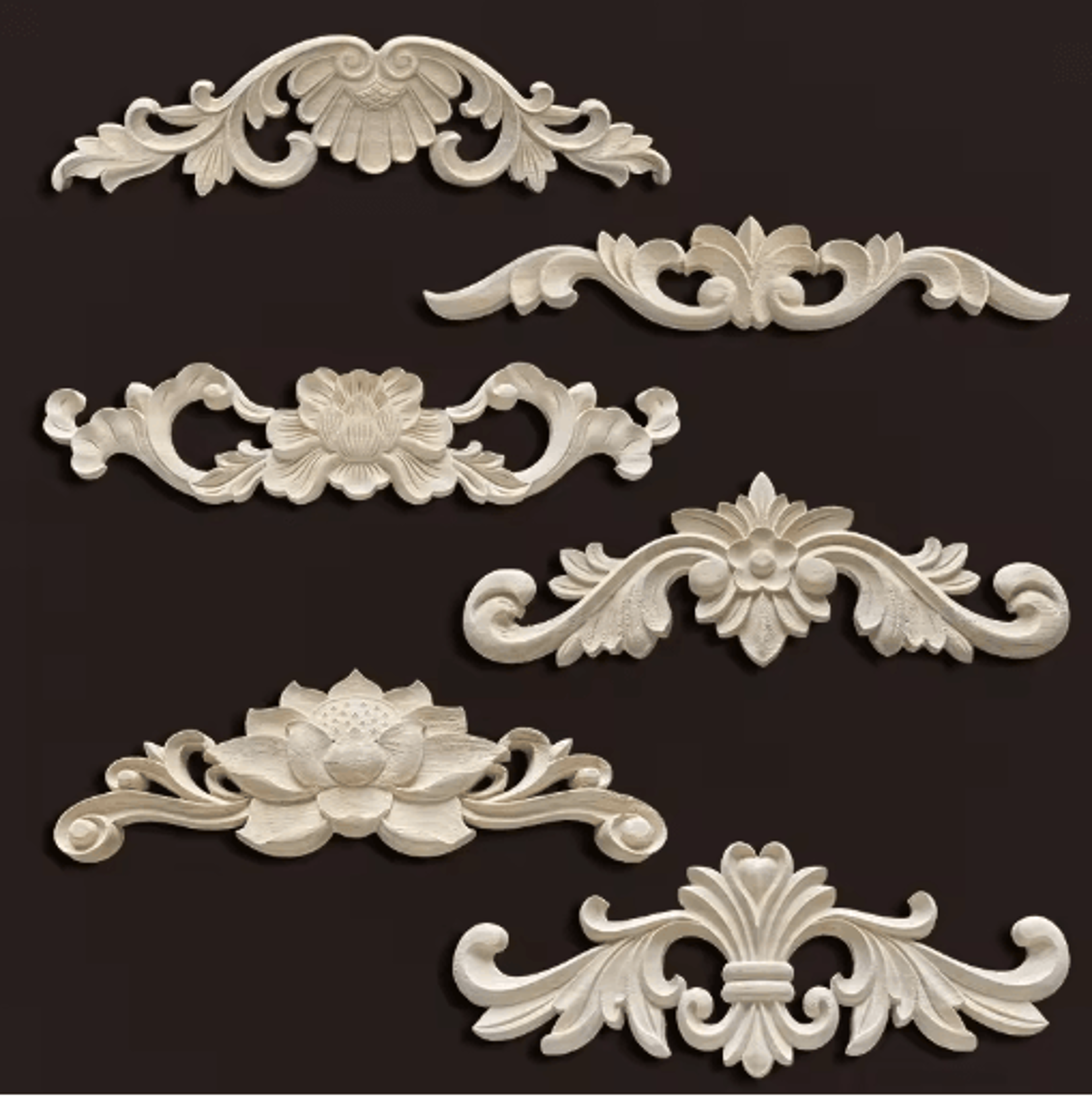 Vintage Carved Wood Onlays Decorative Furniture Appliques For Elegant Home Decor 25