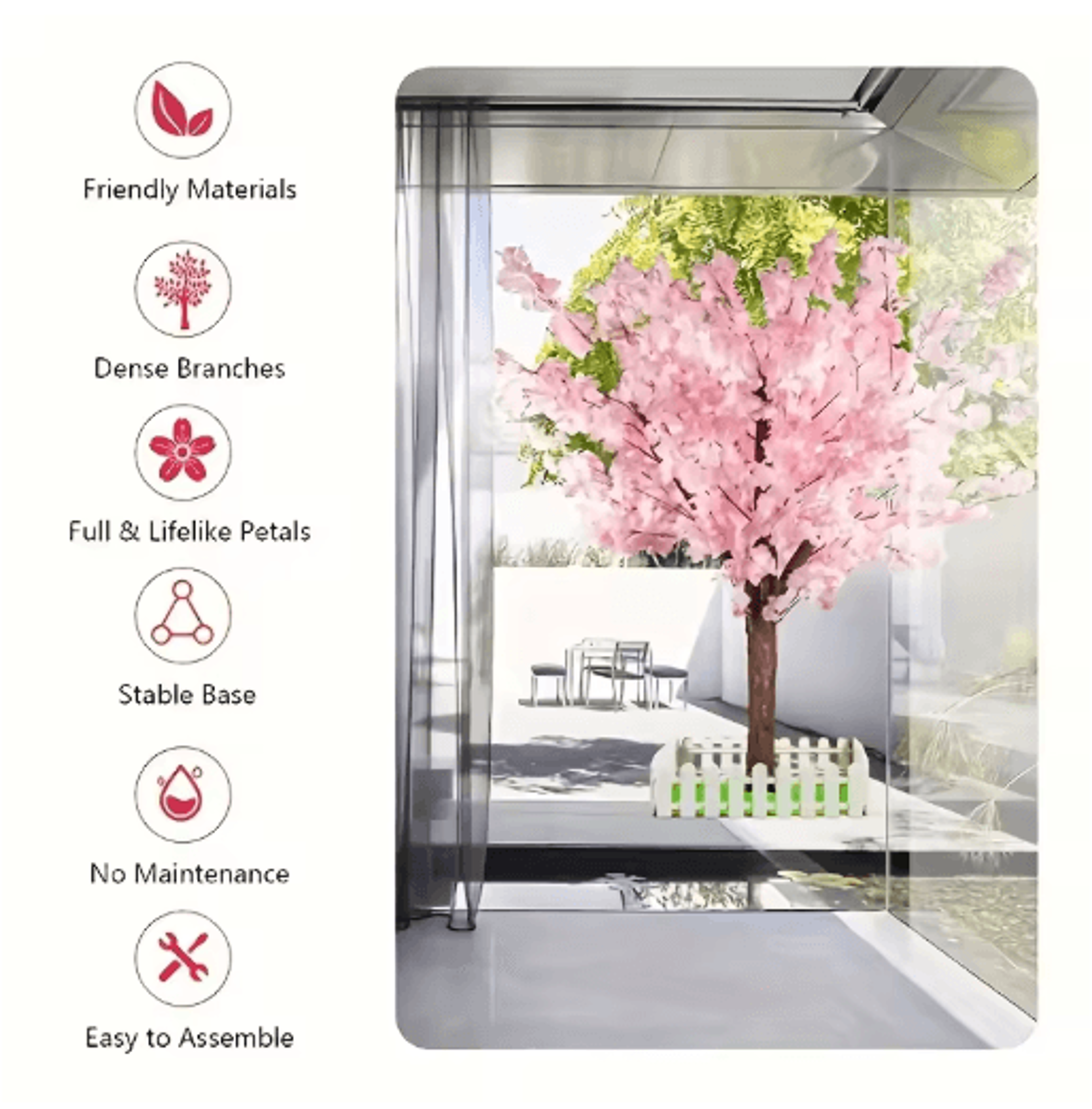 Artificial Cherry Blossom Tree Pink Sakura Decorative Tree For Weddings Parties  Home Decor 5