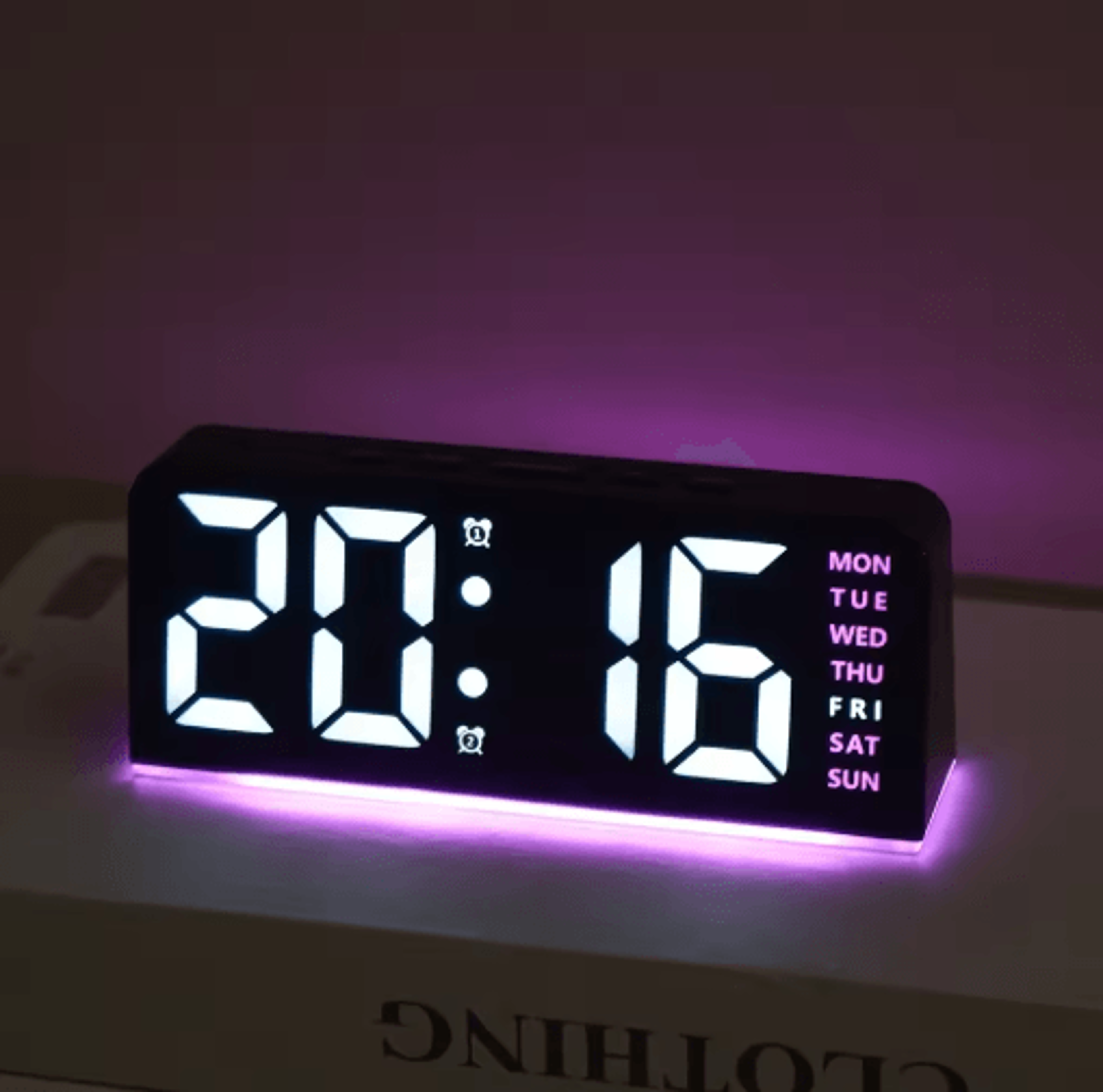 LED Digital Alarm Clock With Temperature Display Modern Bedside Clock With Night Light  Snooze 4