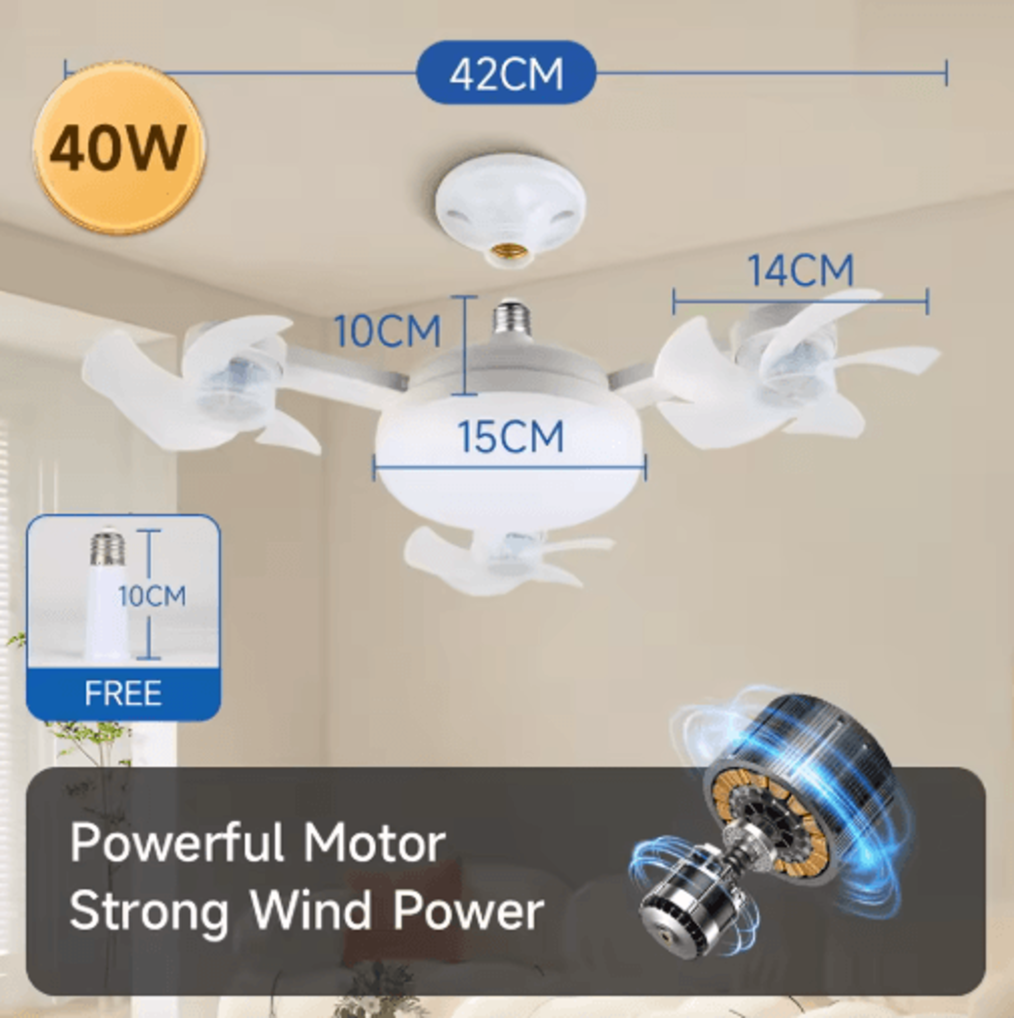 Modern LED Ceiling Fan With Light  Remote Control 3Speed Adjustable Fan Light 6