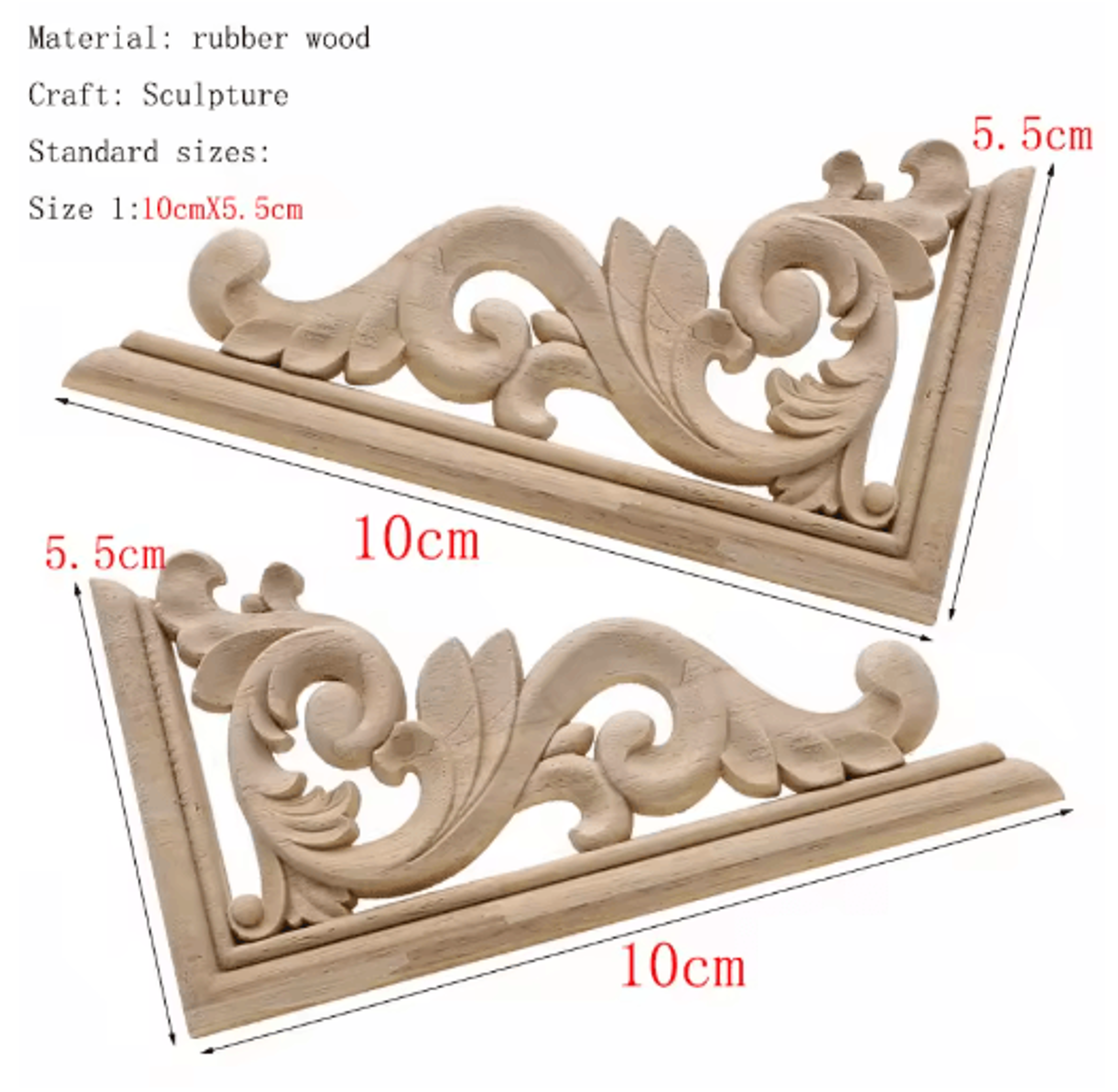 HandCarved Floral Wood Applique Decorative Wooden Trim For Furniture  Wall Decor 23