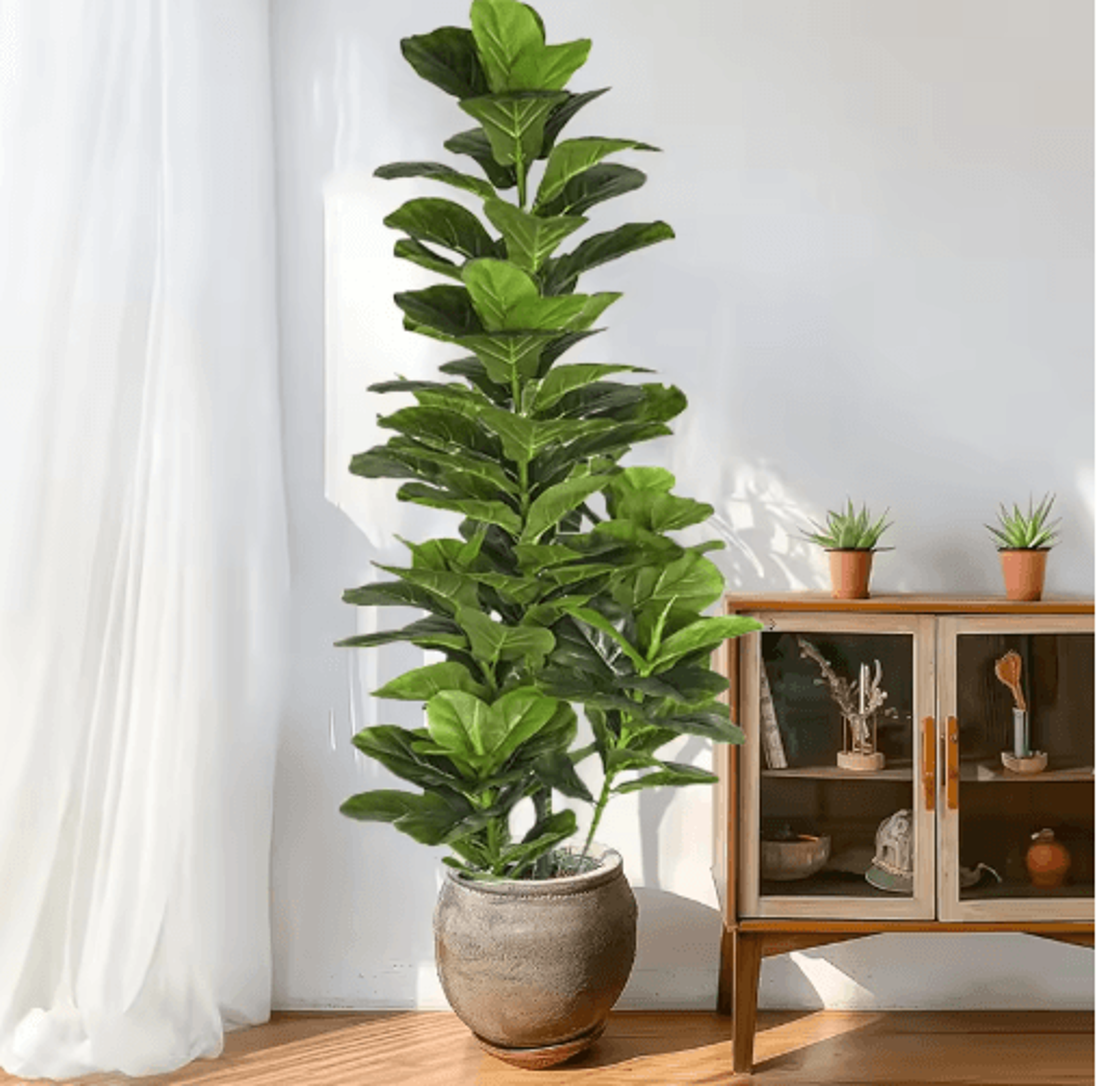 150cm Artificial Fiddle Leaf Fig Tree Large Faux Ficus Lyrata Plant For Home  Office Decor 7