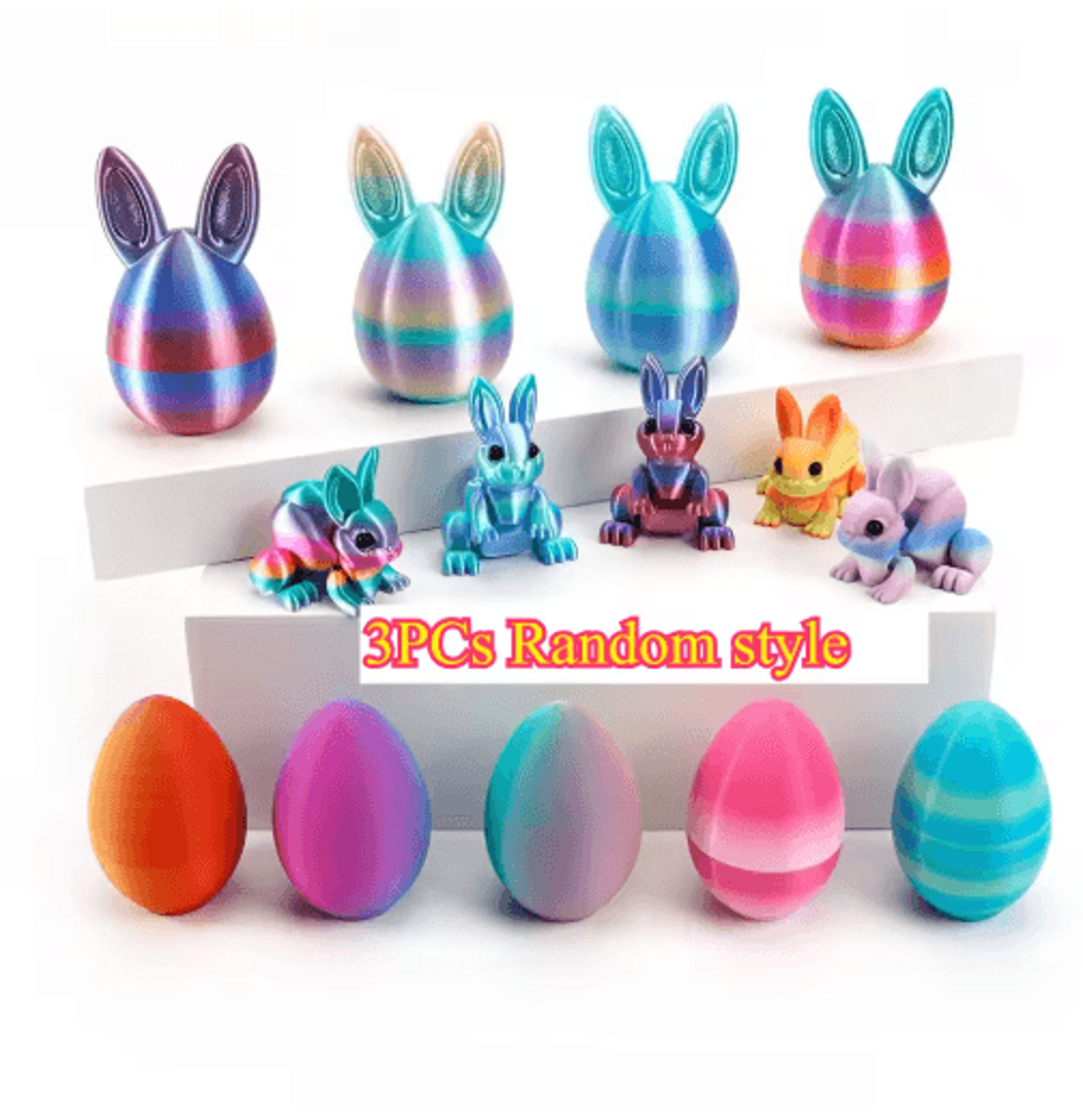 3D Printed Easter Rabbit Ornament With Egg Cute Desk Decor  Kids Gift 2