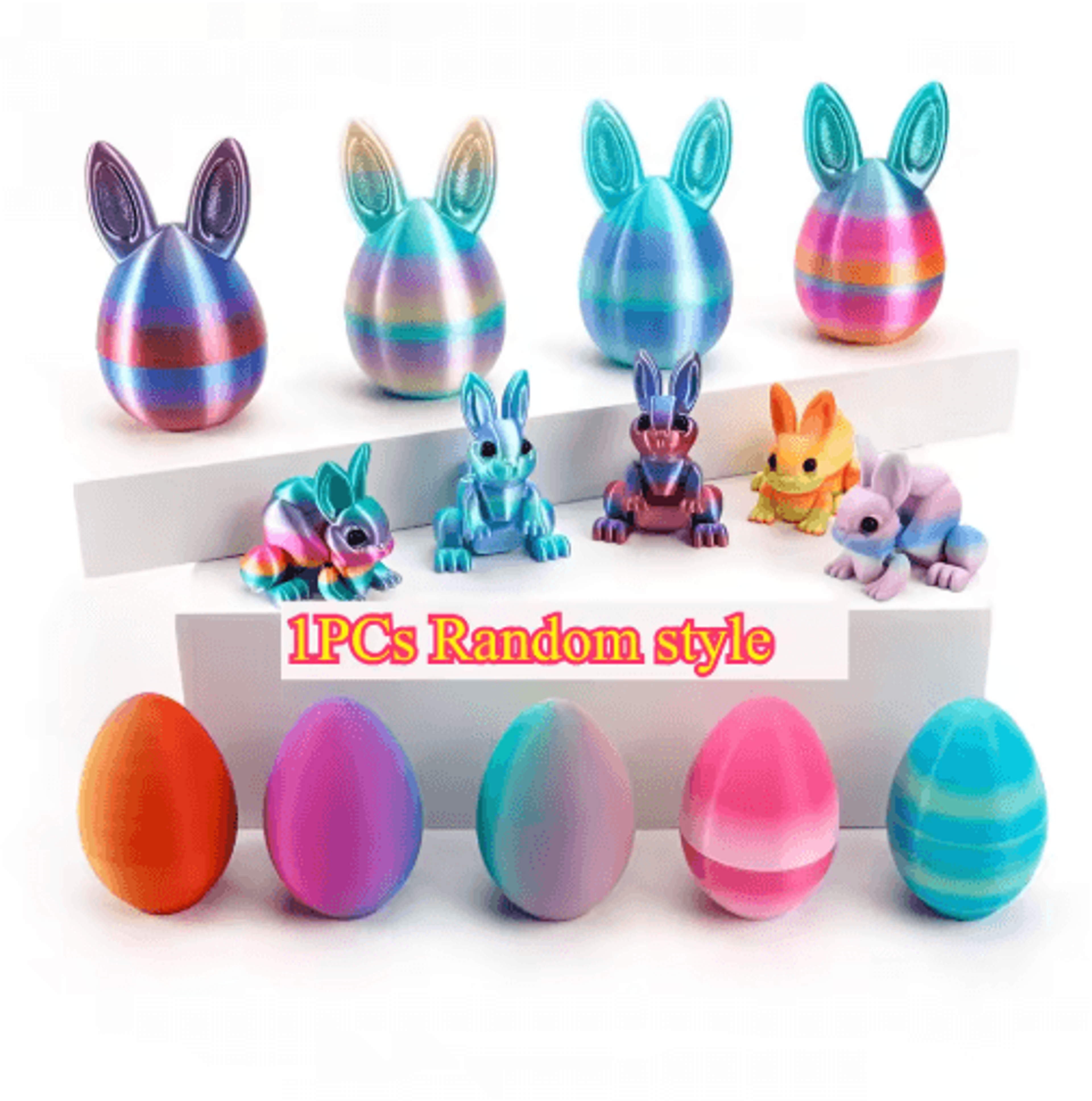 3D Printed Easter Rabbit Ornament With Egg Cute Desk Decor  Kids Gift 3