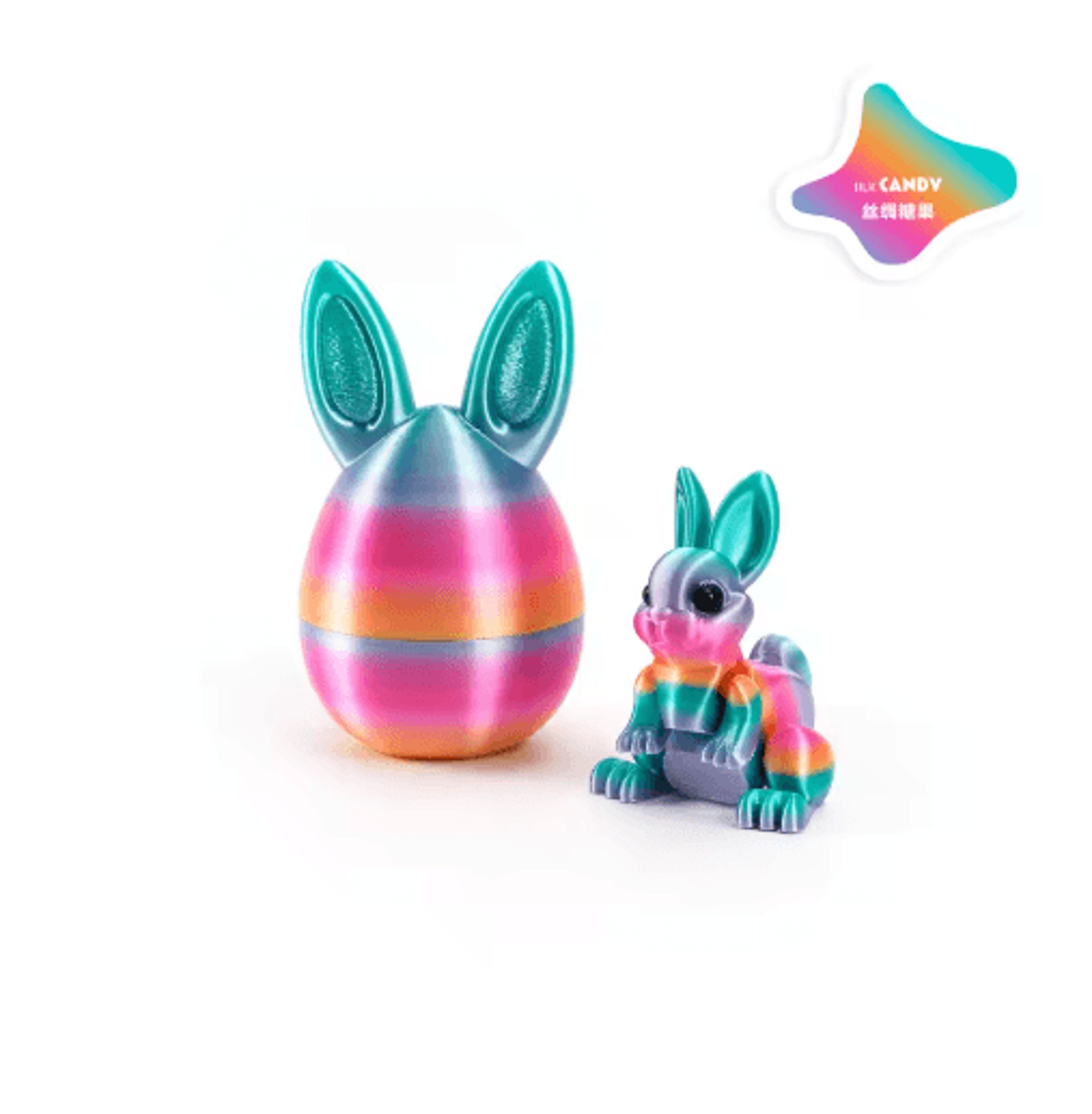 3D Printed Easter Rabbit Ornament With Egg Cute Desk Decor  Kids Gift 5