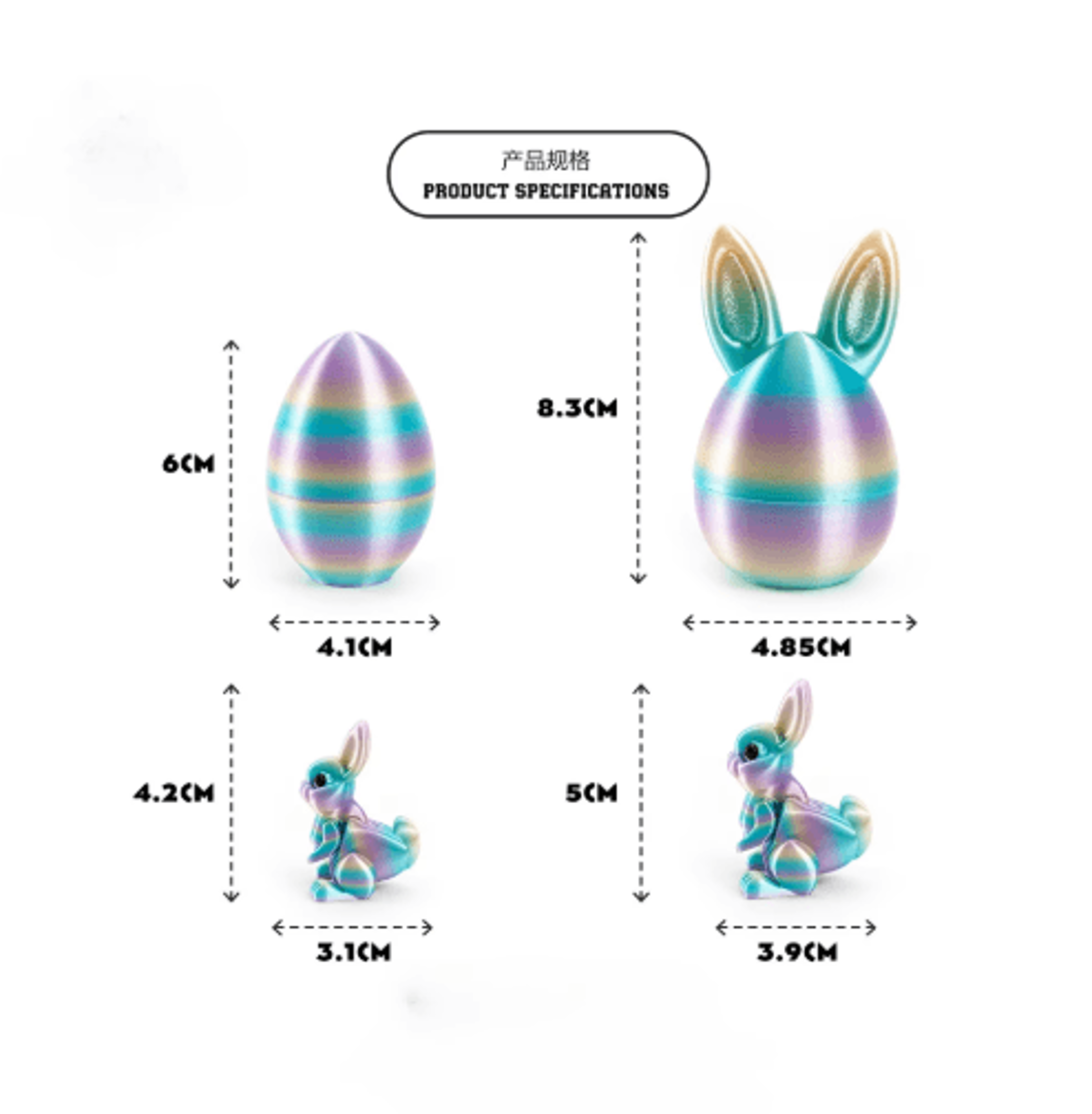 3D Printed Easter Rabbit Ornament With Egg Cute Desk Decor  Kids Gift 27