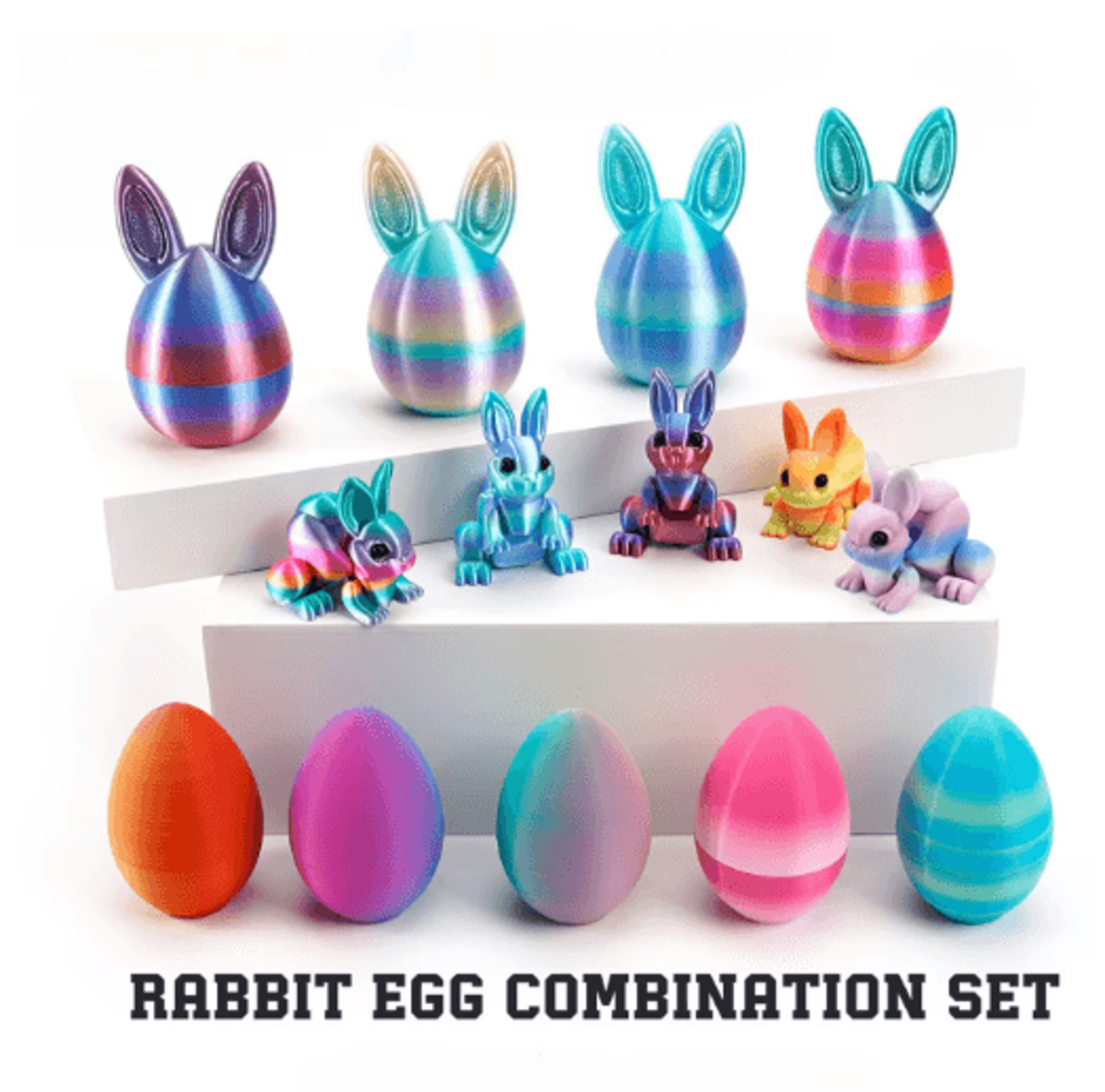 3D Printed Easter Rabbit Ornament With Egg Cute Desk Decor  Kids Gift 29