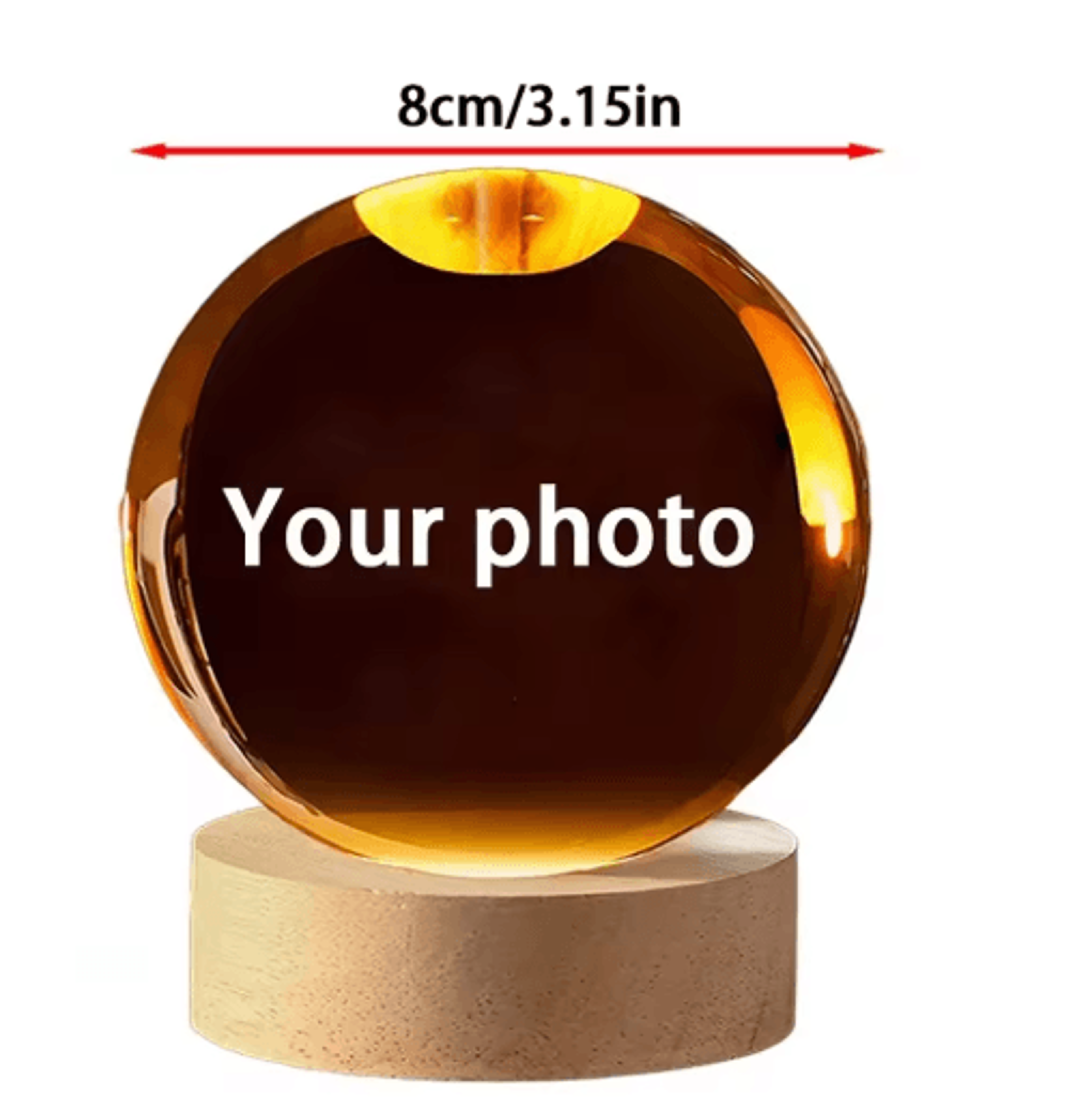 Personalized Ultrasound Crystal Ball Laser Engraved Baby Keepsake Sphere 1