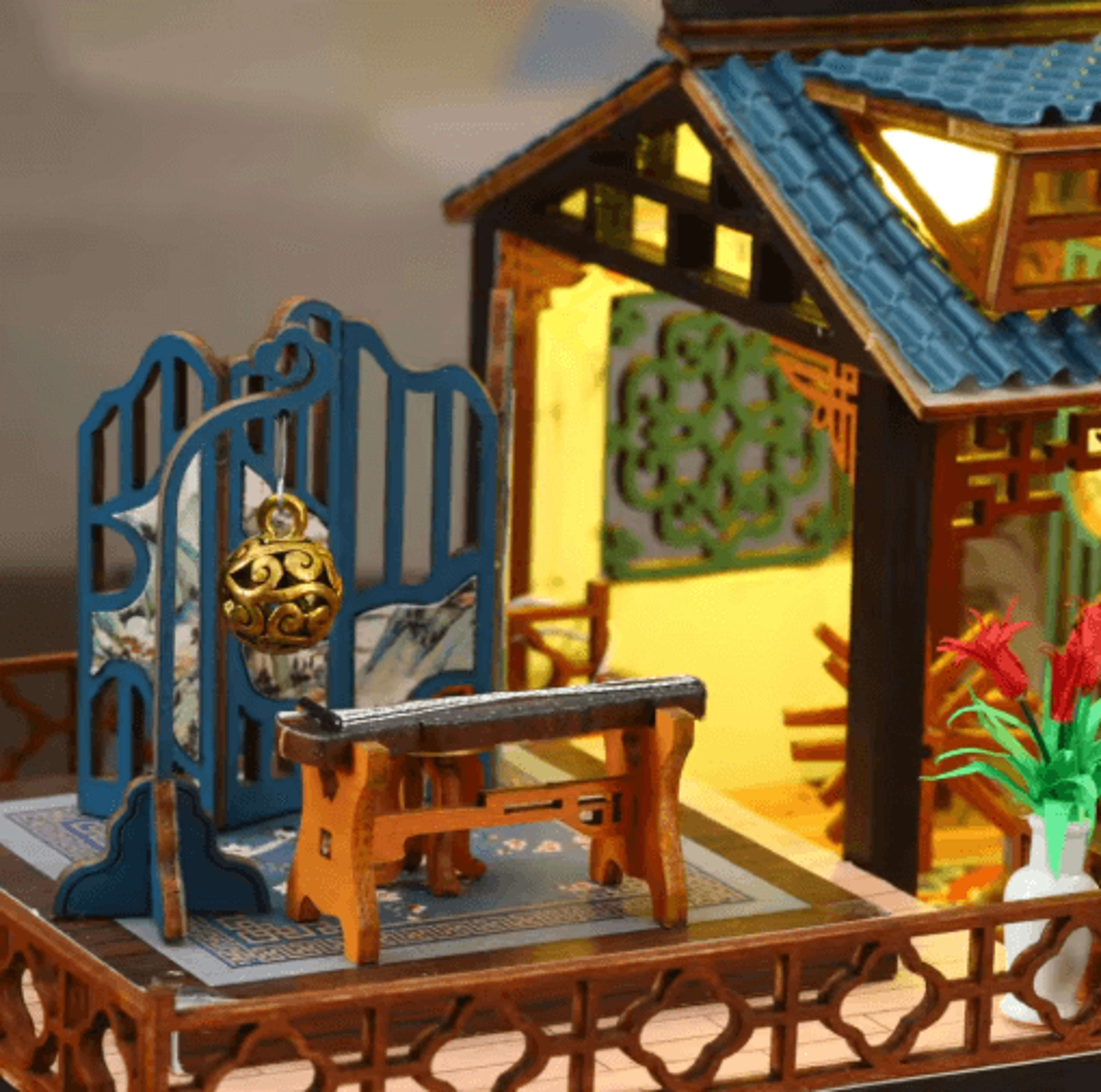 DIY Orchid Pavilion Book Nook Kit  3D Chinese Style Miniature Display 1