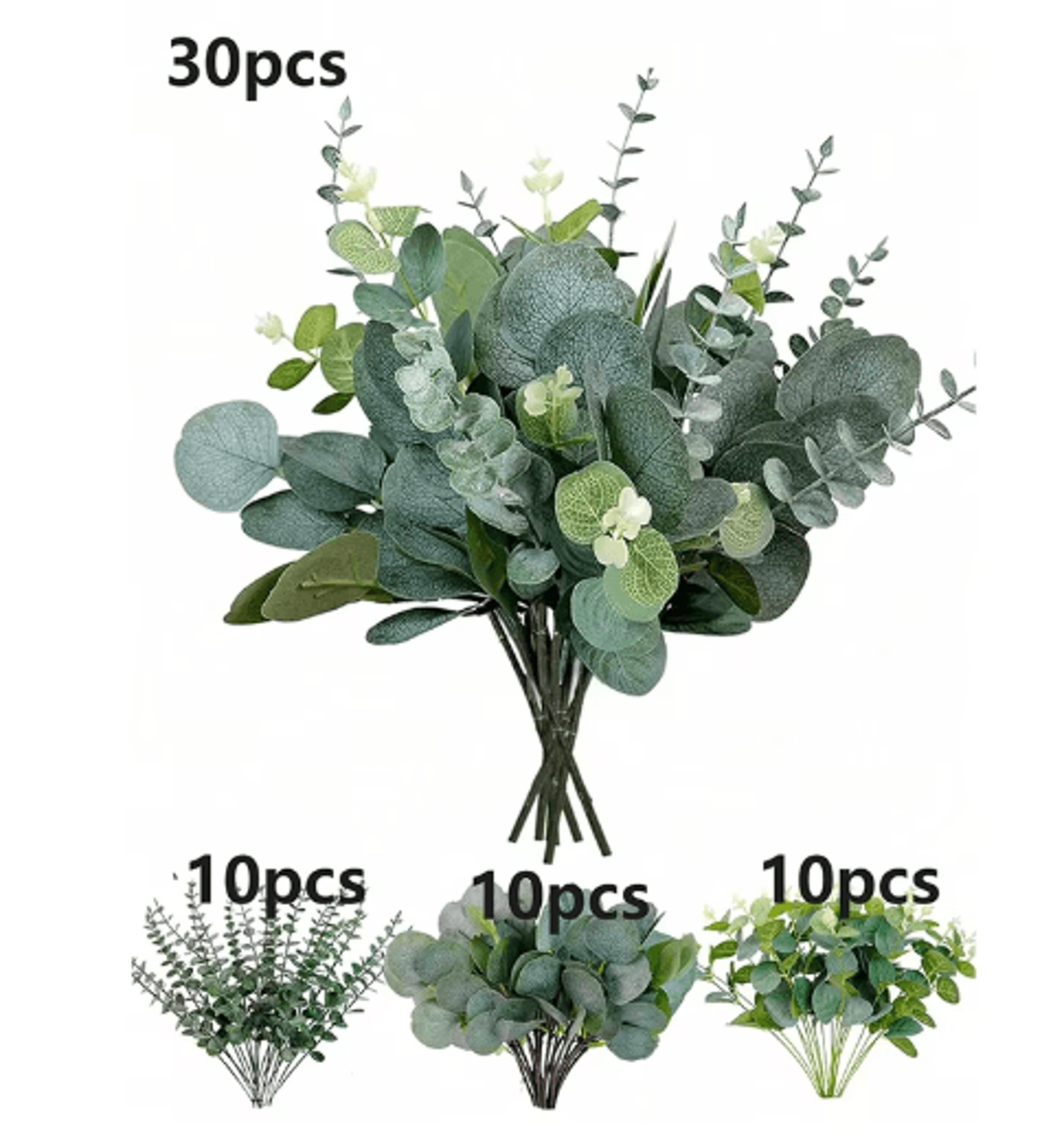 Artificial Eucalyptus Bouquet Set  Realistic Greenery Stems For Home  Wedding Decor 369 PCS 2