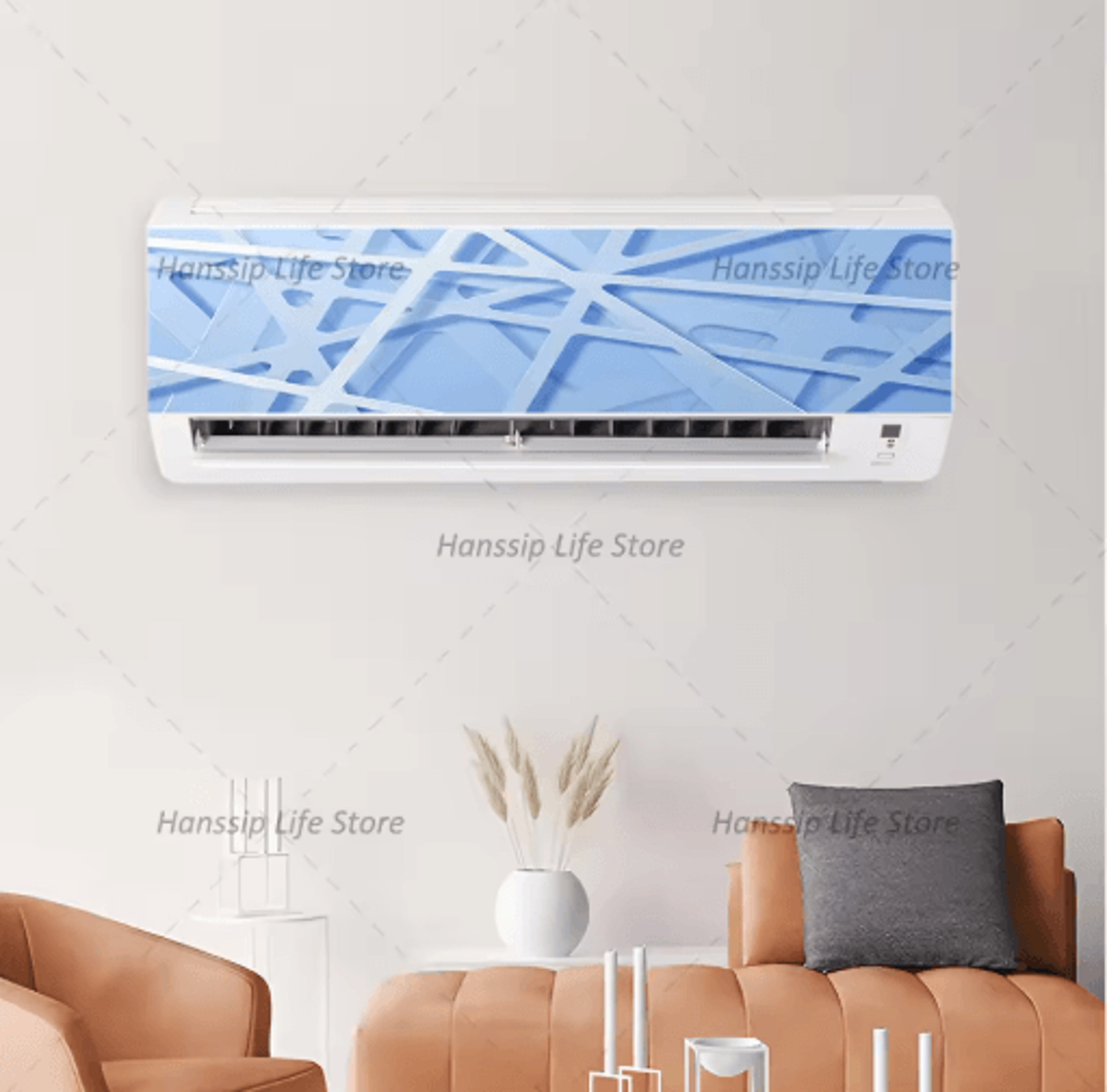 3D Geometric Air Conditioner Panel Sticker Abstract Illusion Wall Decal 6