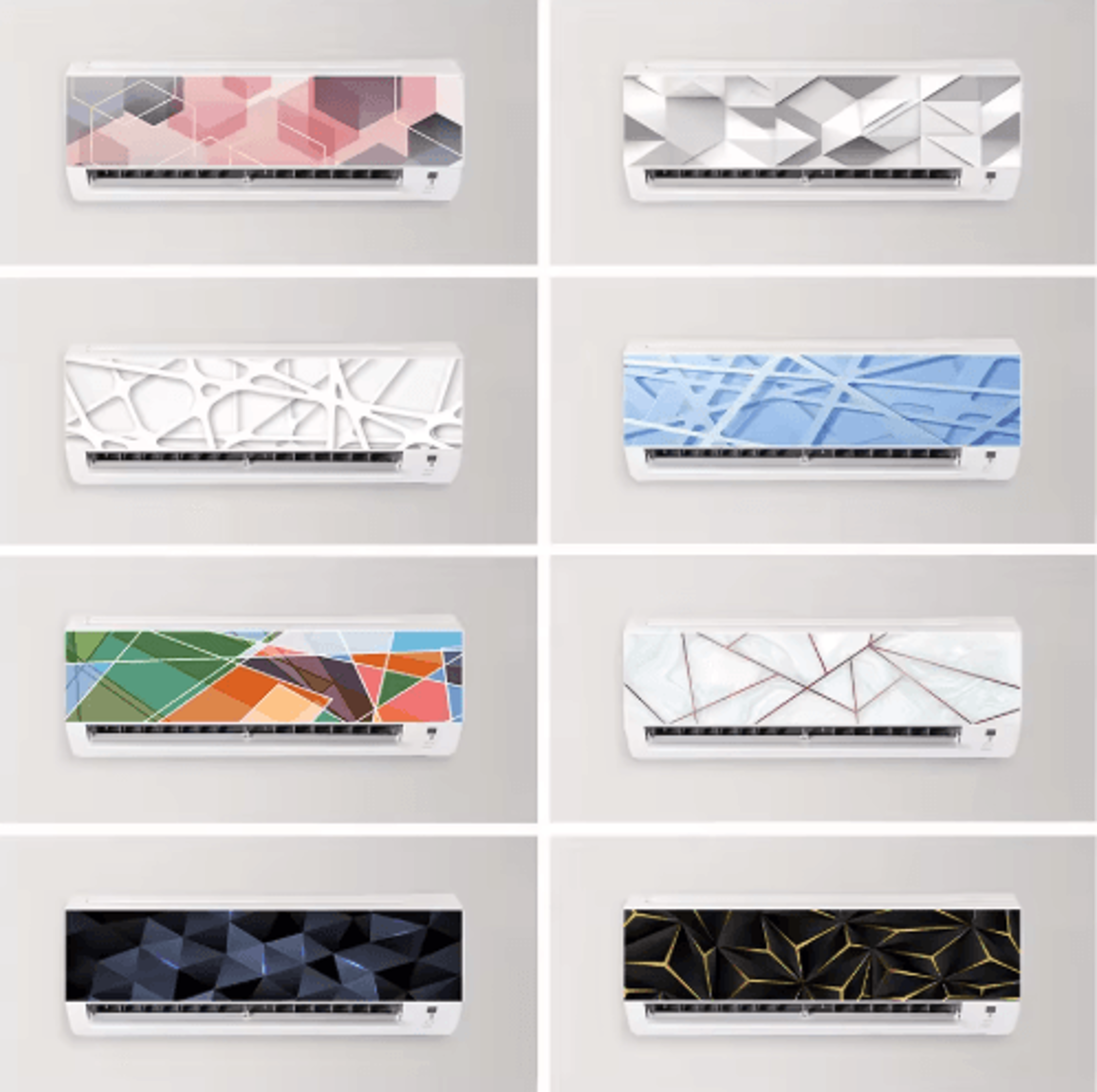 3D Geometric Air Conditioner Panel Sticker Abstract Illusion Wall Decal 0