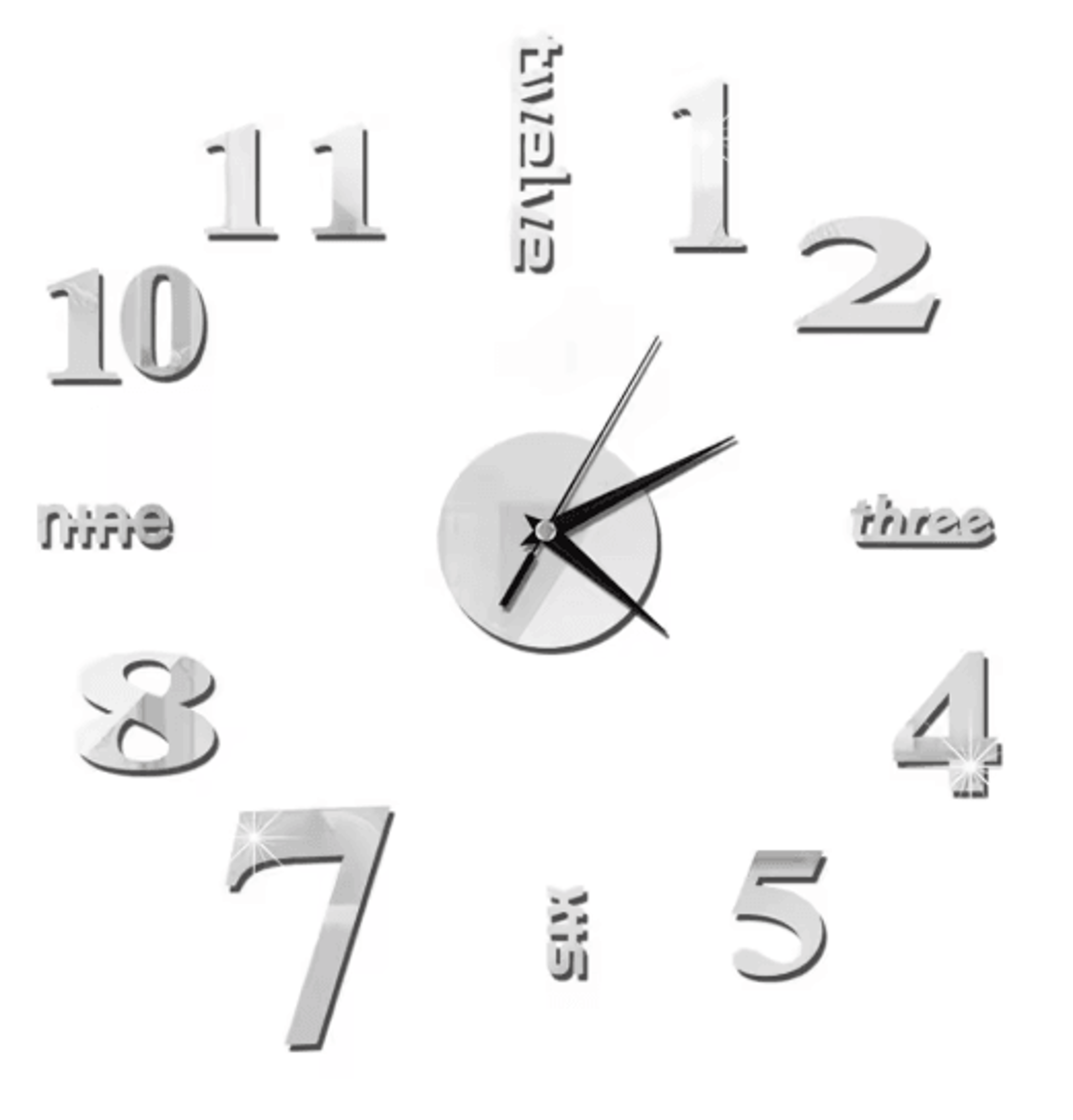 DIY Frameless Mirror Wall Clock Sticker Modern Quartz Wall Decor 10