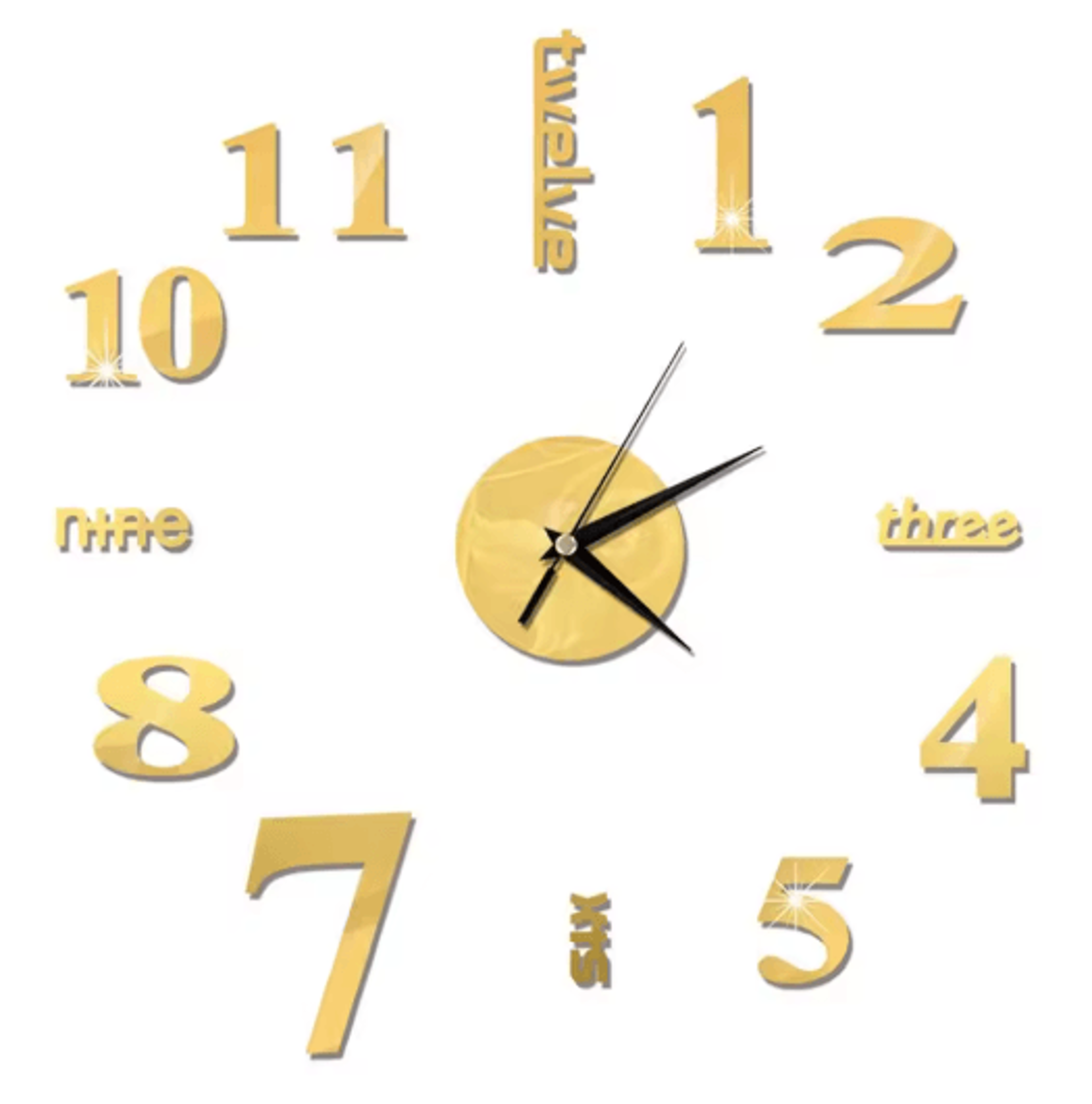 DIY Frameless Mirror Wall Clock Sticker Modern Quartz Wall Decor 9