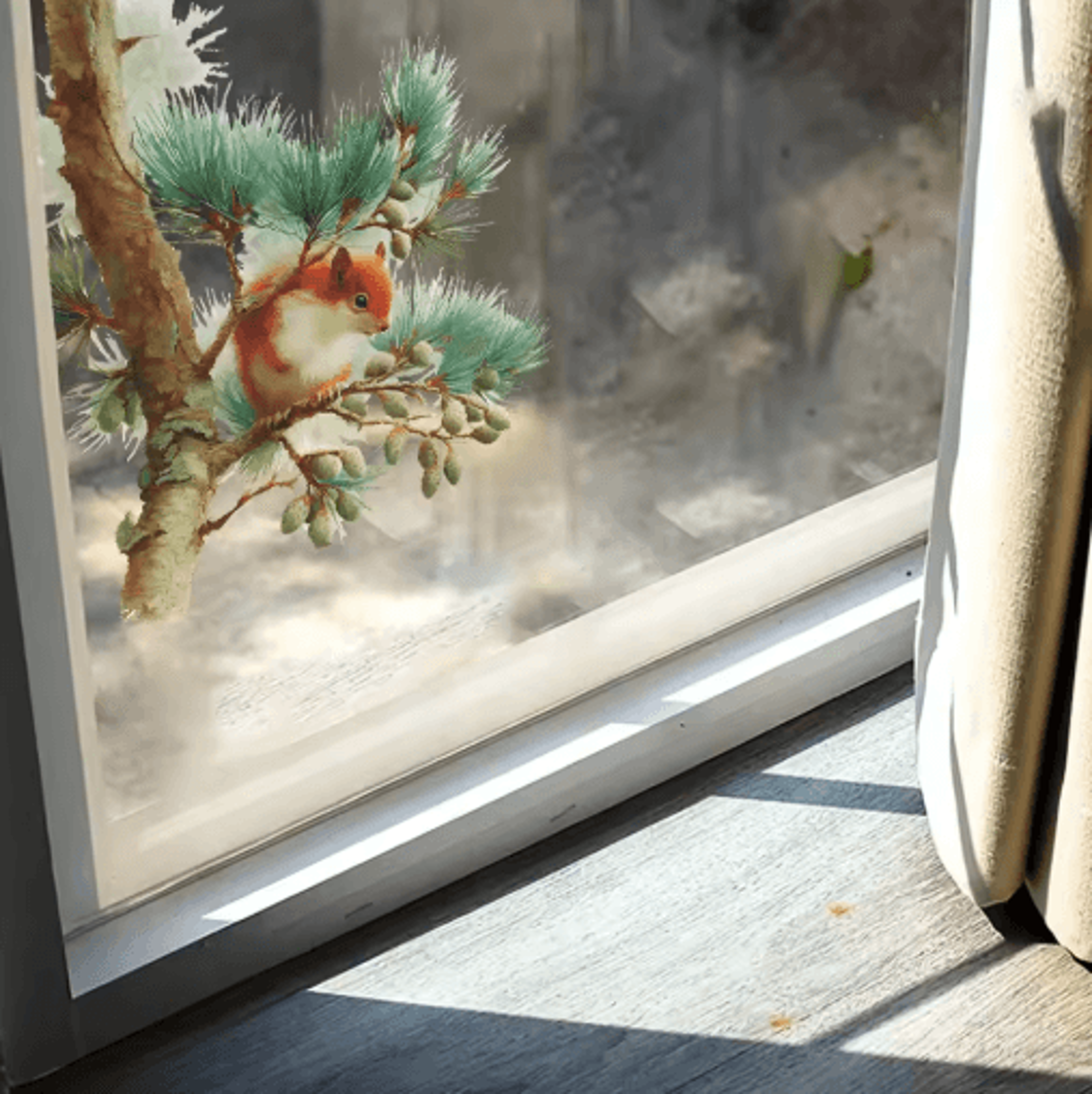 Squirrel Forest Wall Sticker  Cute Animal Window  Bedroom SelfAdhesive Decal 1
