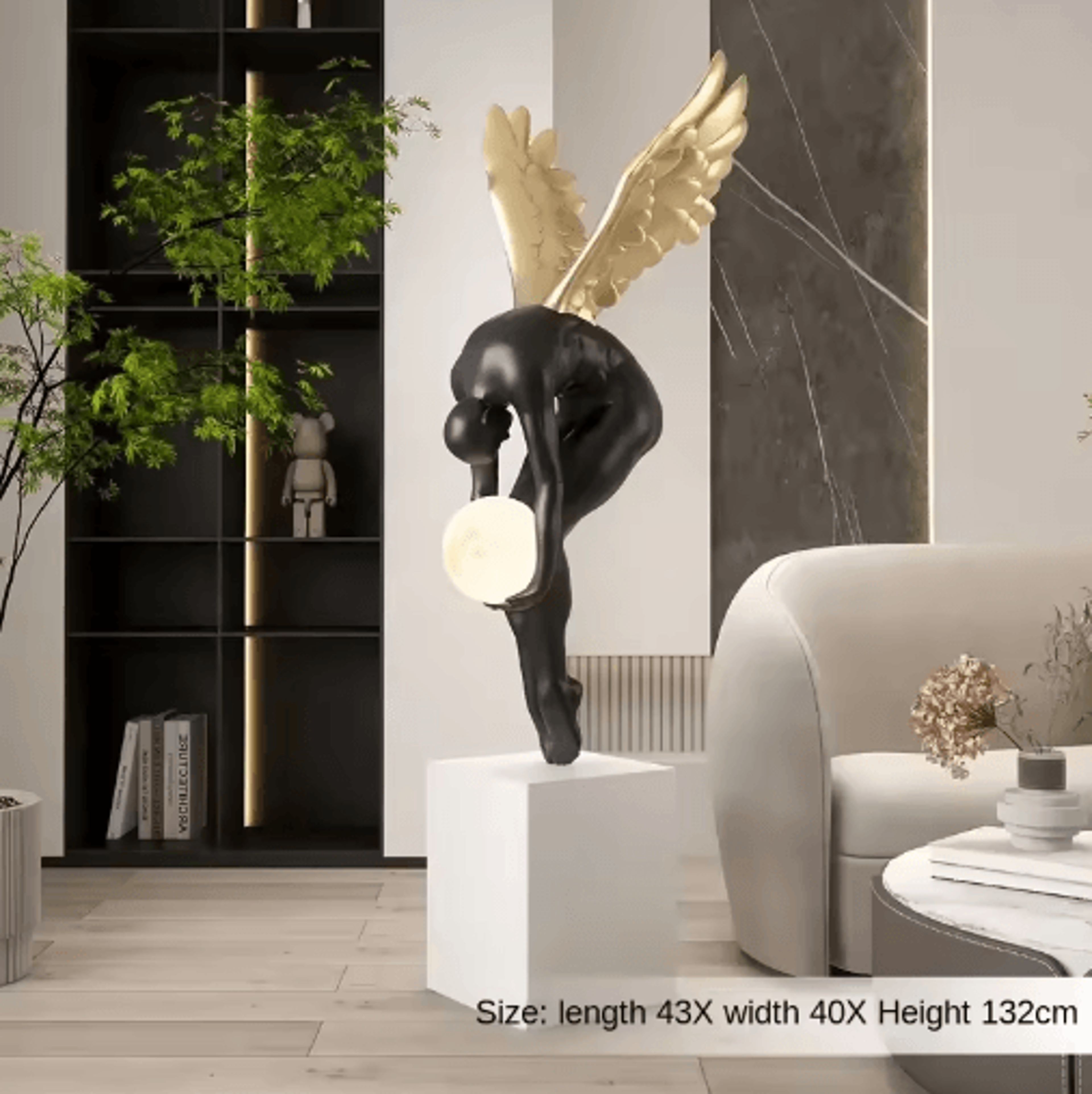 Luminous Wing Sculpture  Modern Nordic Resin Wing Statue For Living Room Decor 4