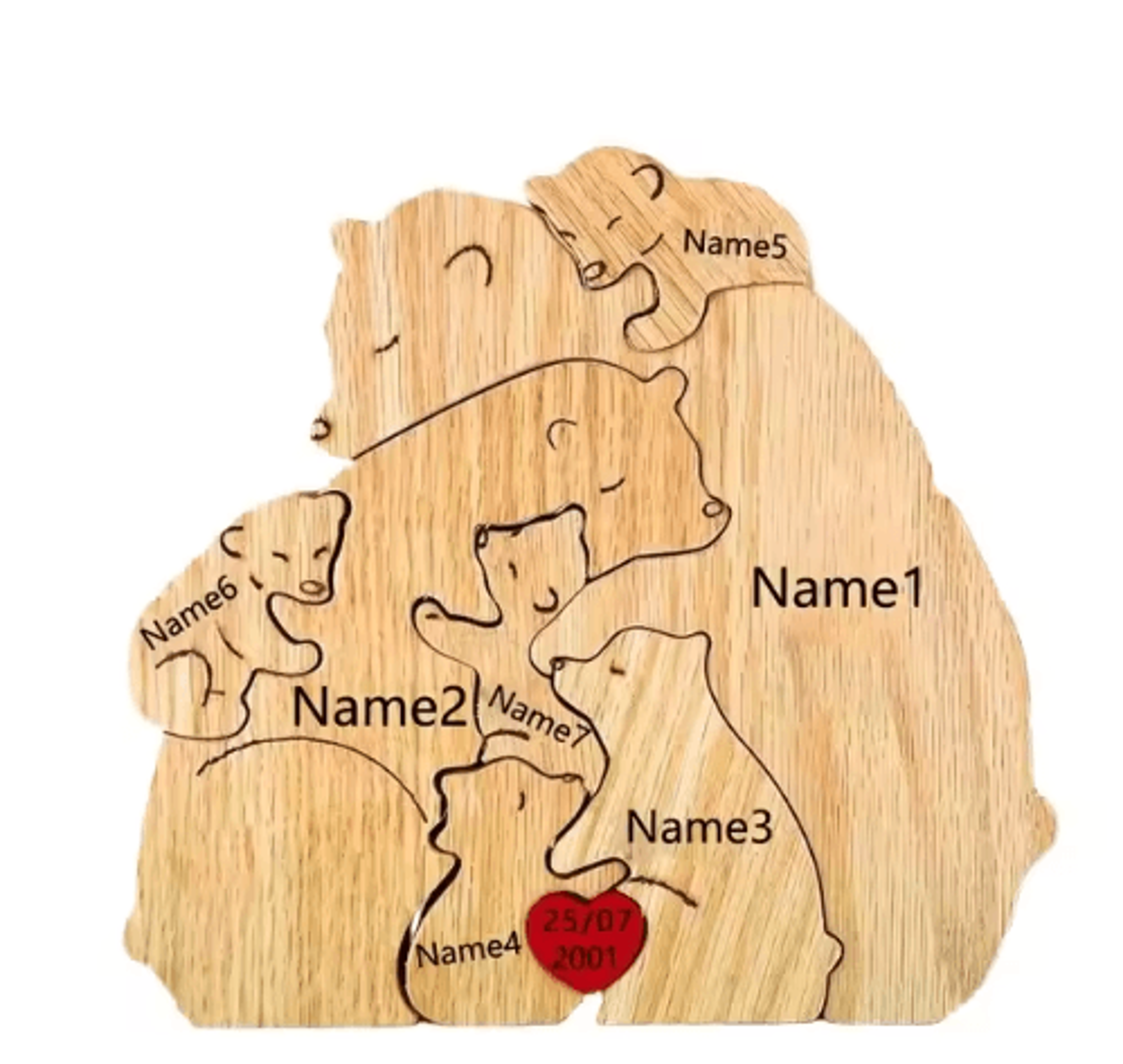 Custom Family Bear Puzzle Ornament  Personalized Family Name Bear Decor With Engraving 1
