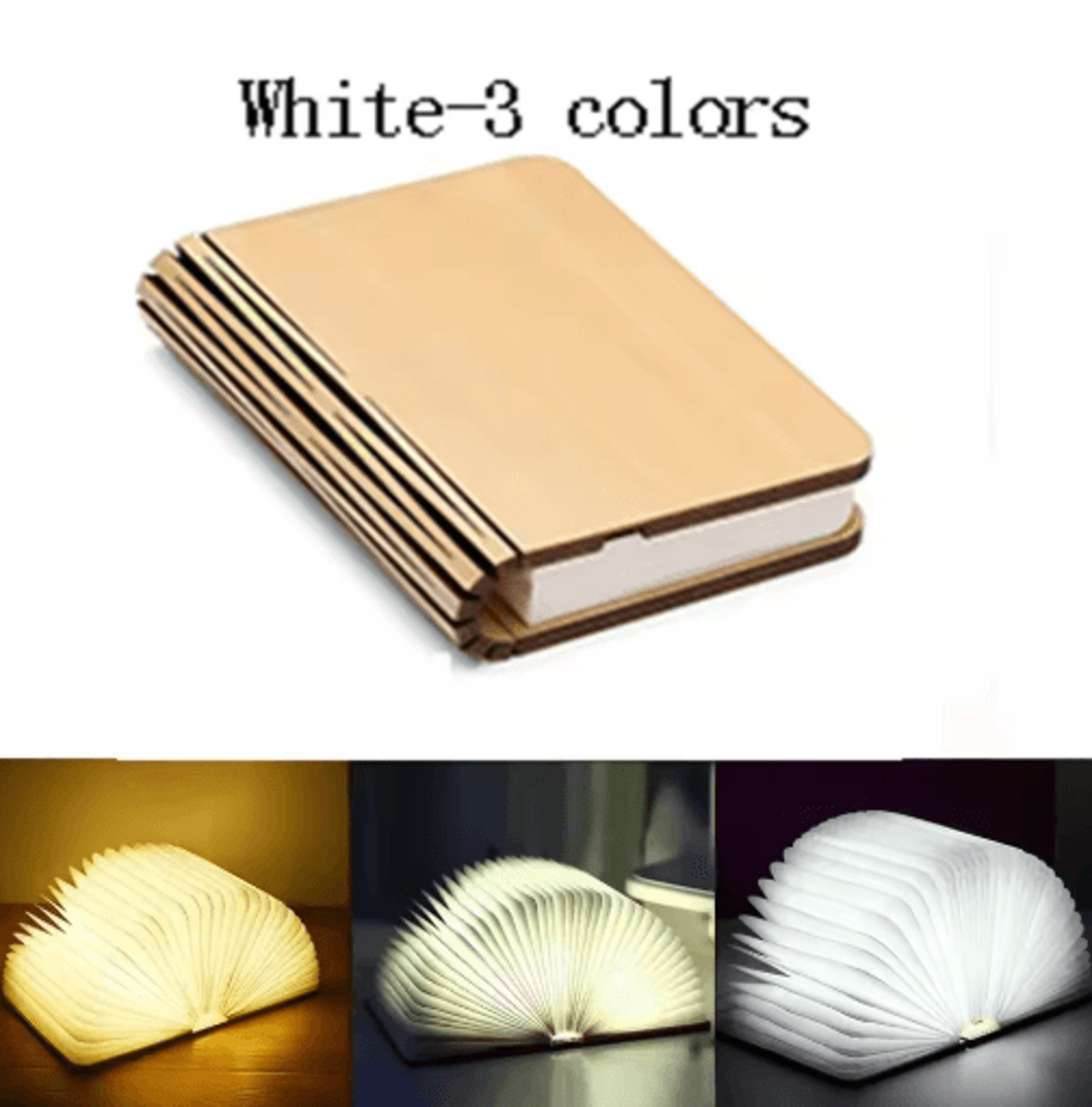 3D Folding LED Book Light  RGB Wooden Night Lamp For Bedroom  Desk Decor 1