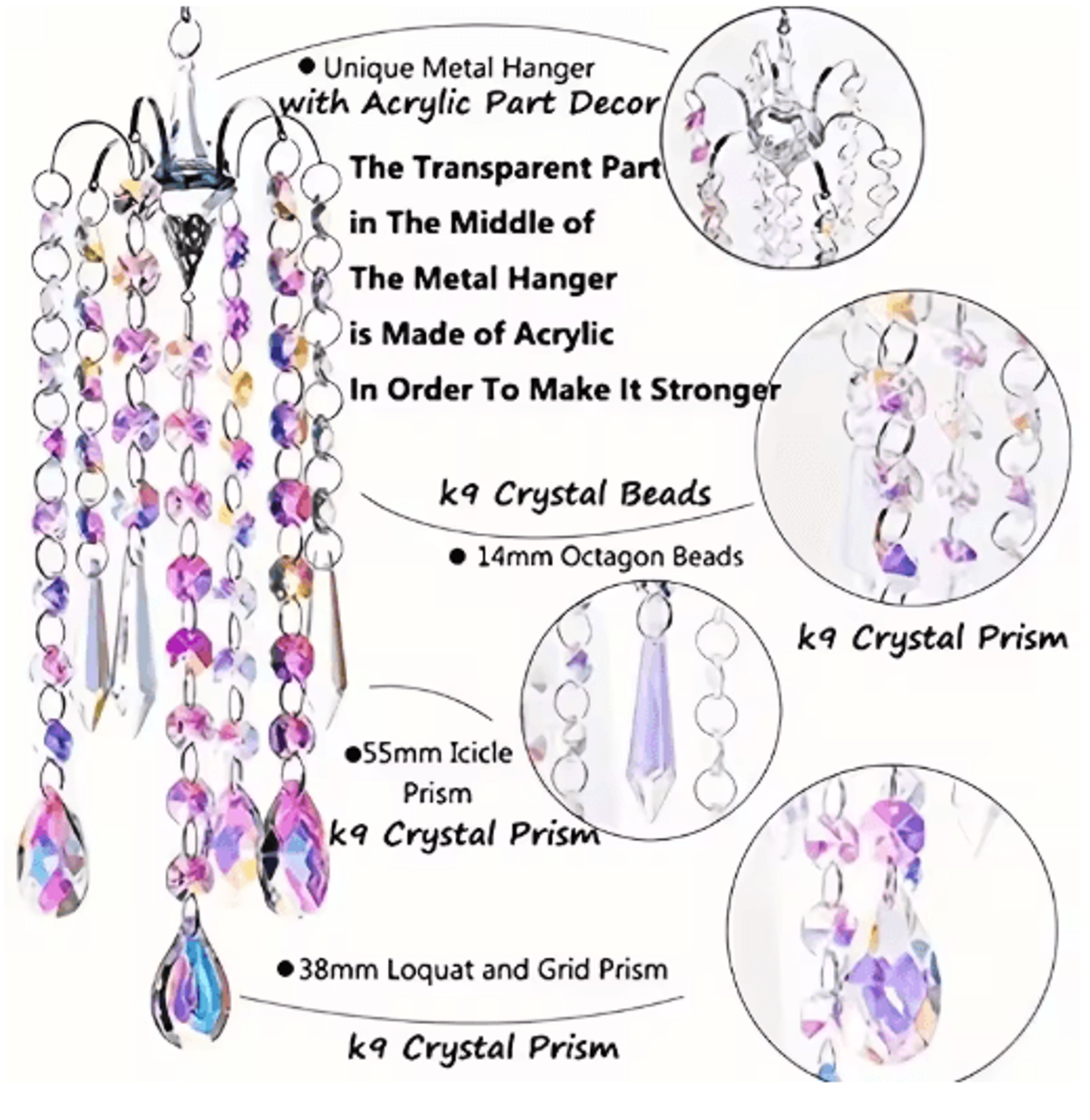 Crystal Chandelier Suncatcher  Rainbow Prism Window Hanging Decor Pendant 2