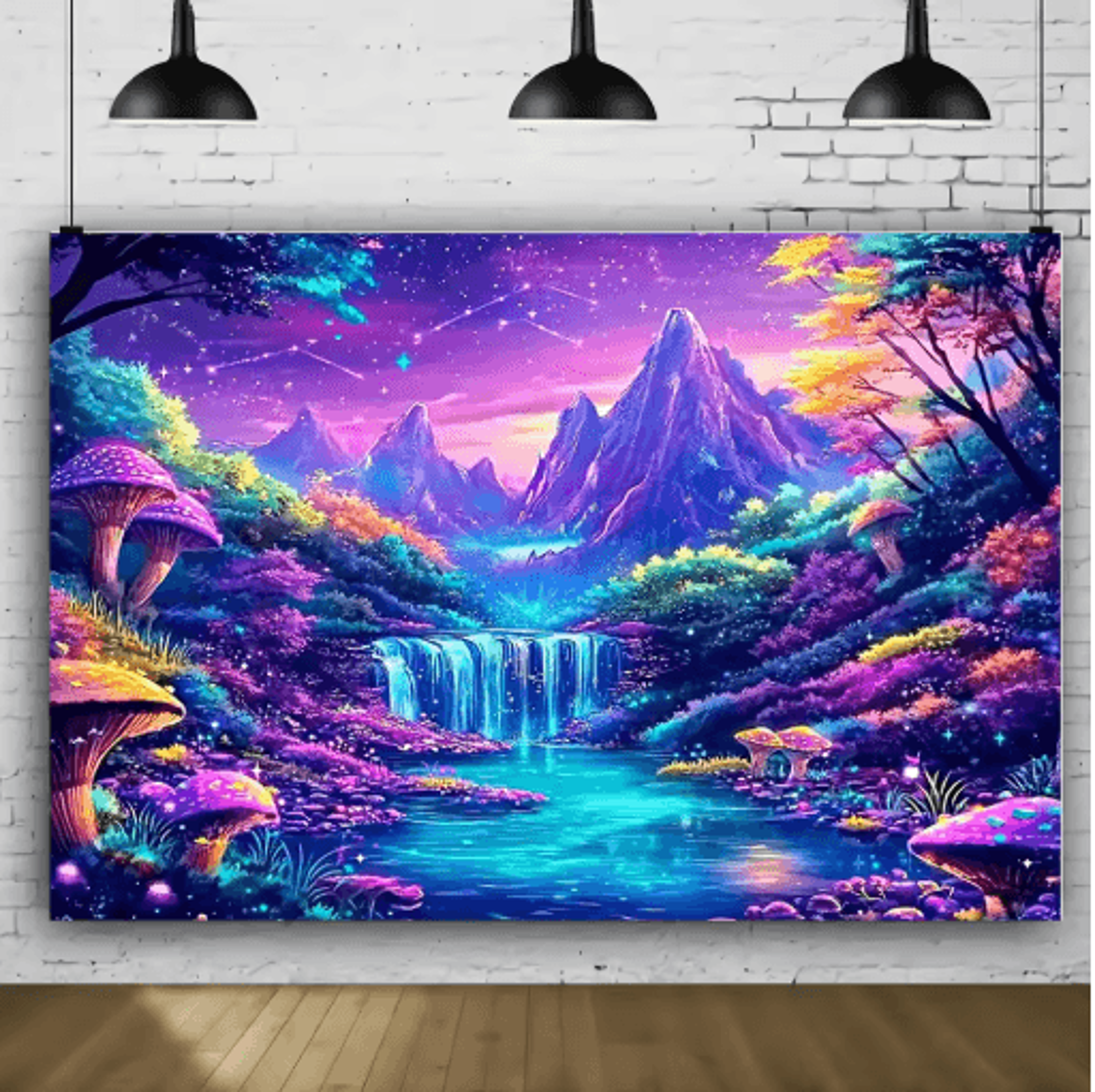 VIKAMA Fantasy Forest Glow Tapestry Blacklight Wall Decor For Dreamy Spaces 6