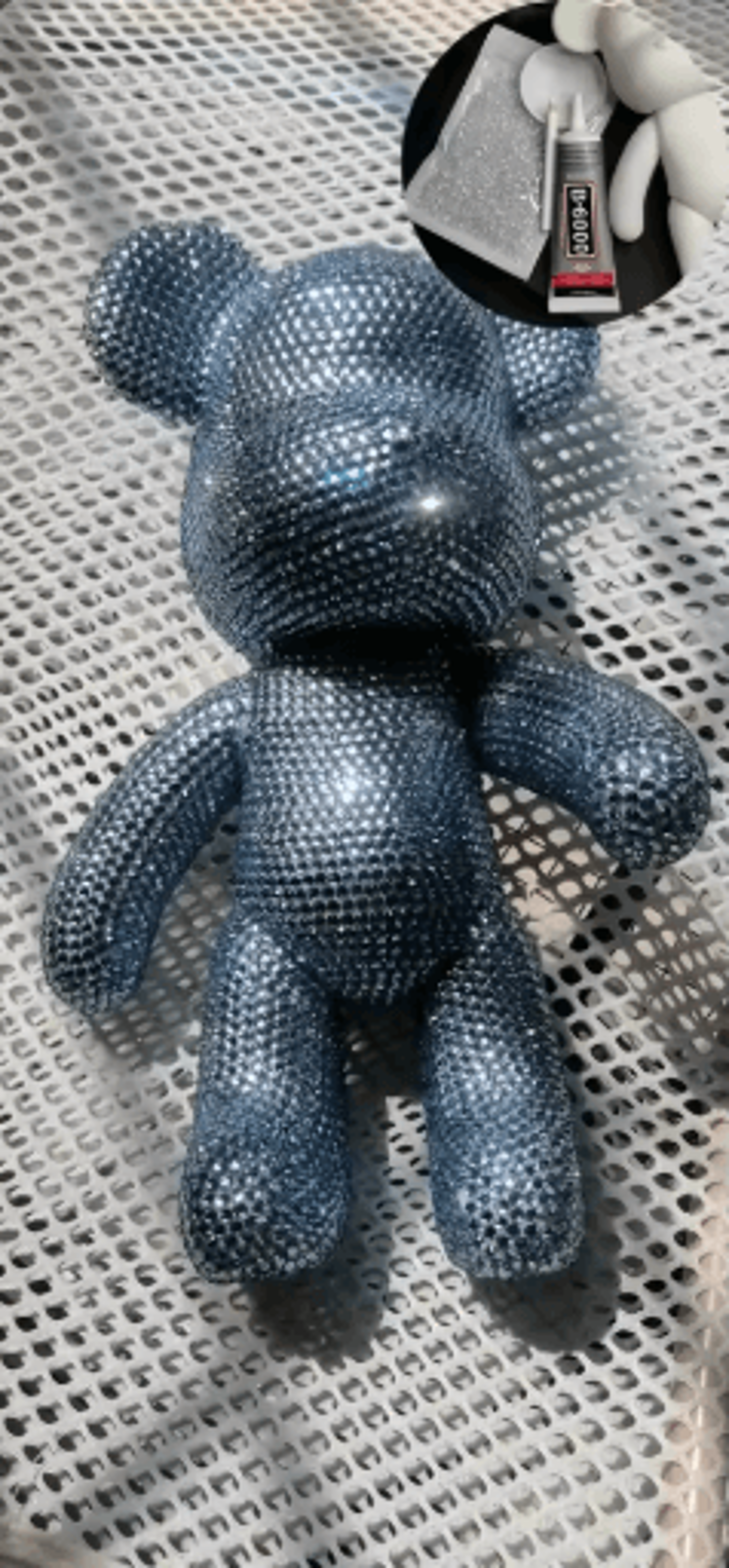 DIY Rhinestone Bear Figurine Crystal Diamond Art Fluorescent Bear Statue Decor 9