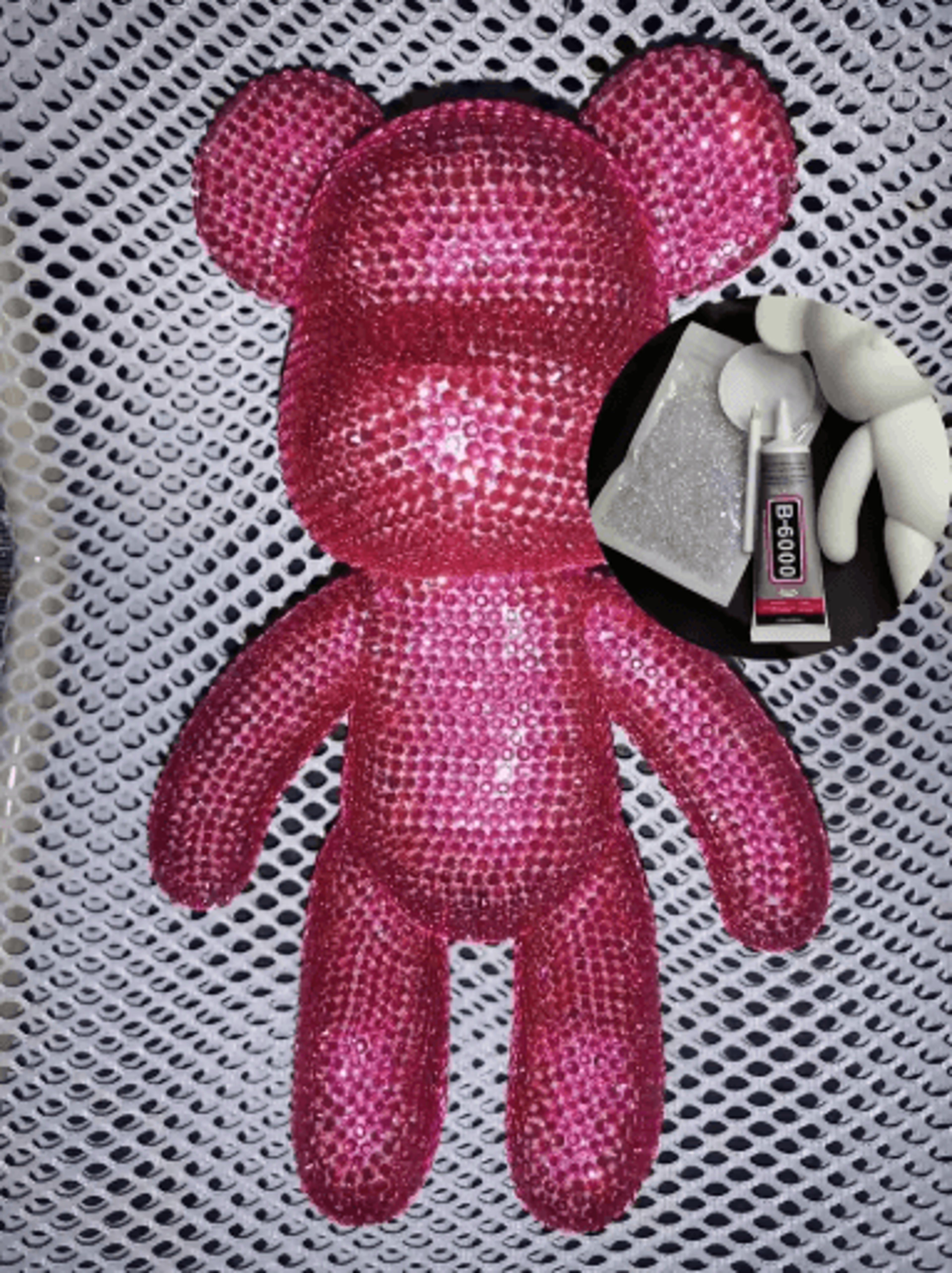 DIY Rhinestone Bear Figurine Crystal Diamond Art Fluorescent Bear Statue Decor 13