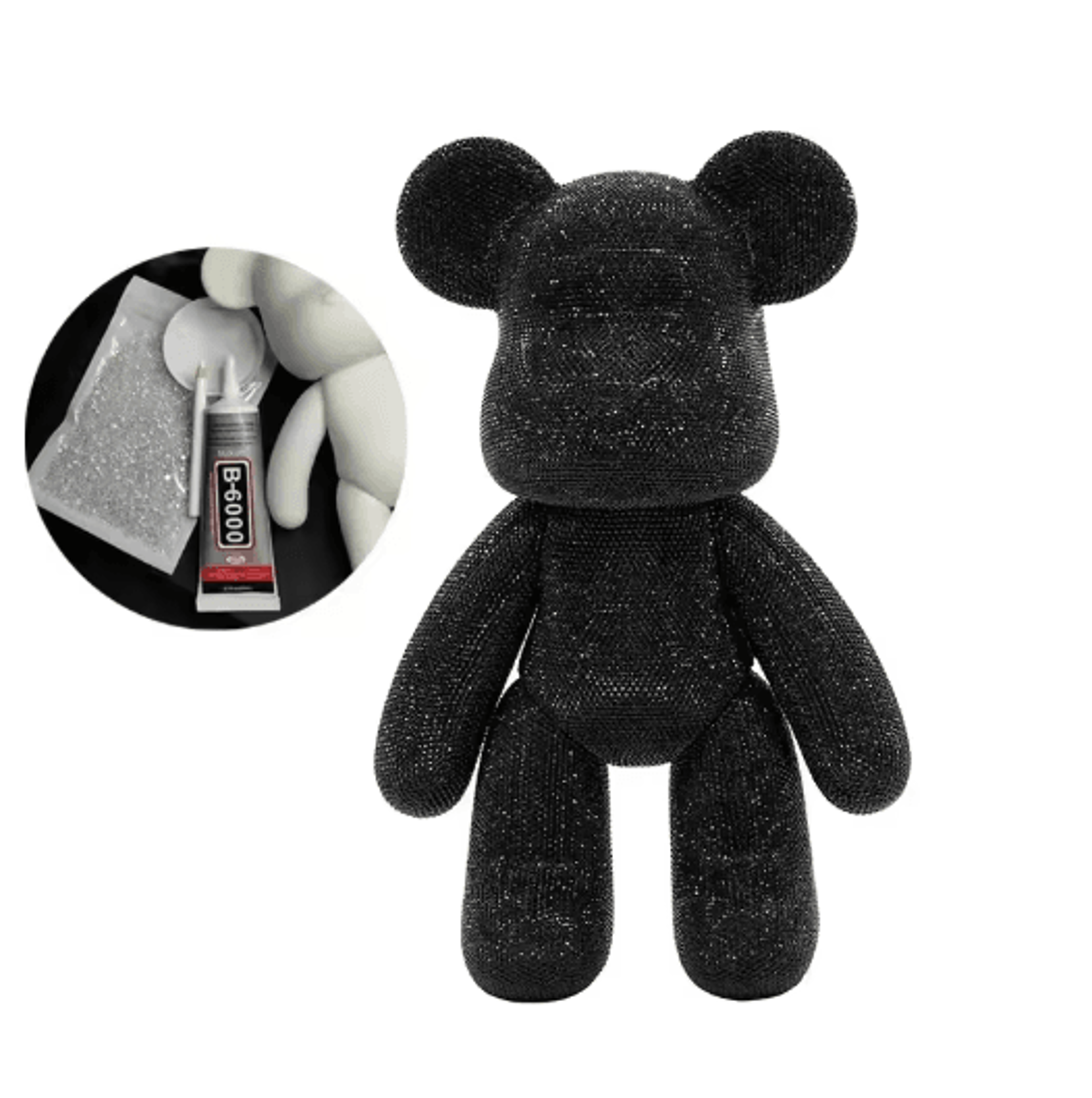 DIY Rhinestone Bear Figurine Crystal Diamond Art Fluorescent Bear Statue Decor 14