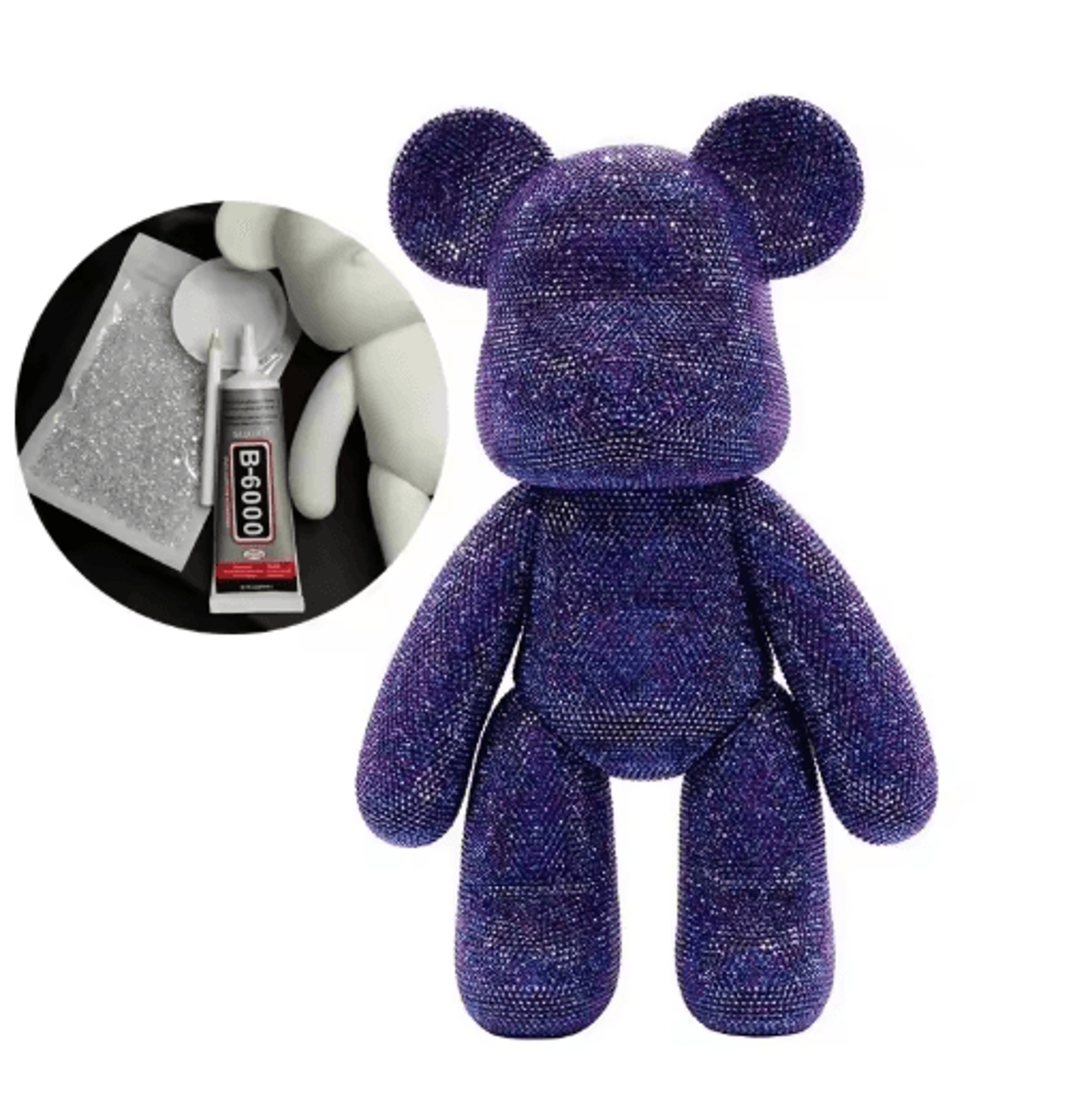 DIY Rhinestone Bear Figurine Crystal Diamond Art Fluorescent Bear Statue Decor 15