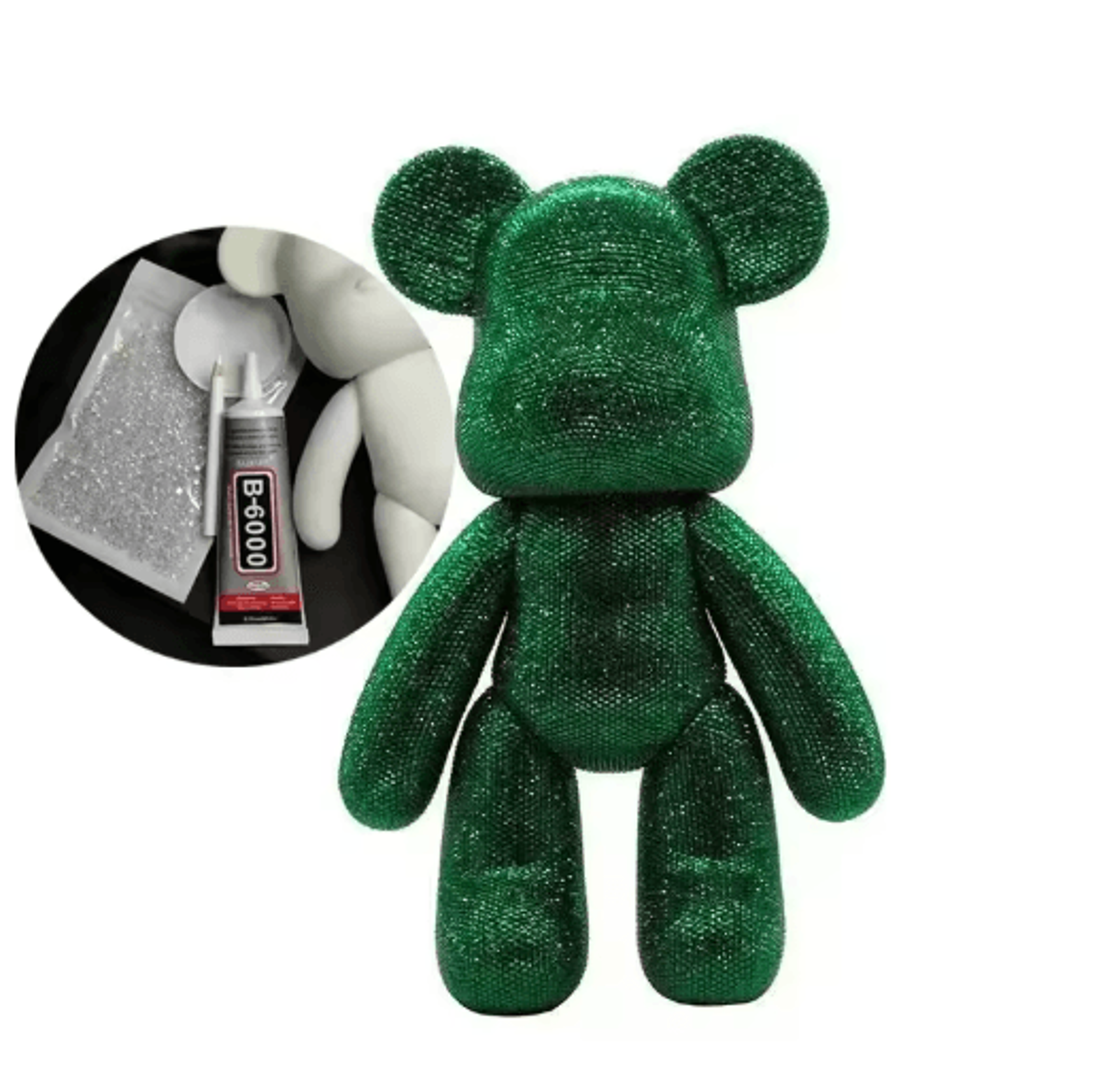 DIY Rhinestone Bear Figurine Crystal Diamond Art Fluorescent Bear Statue Decor 17
