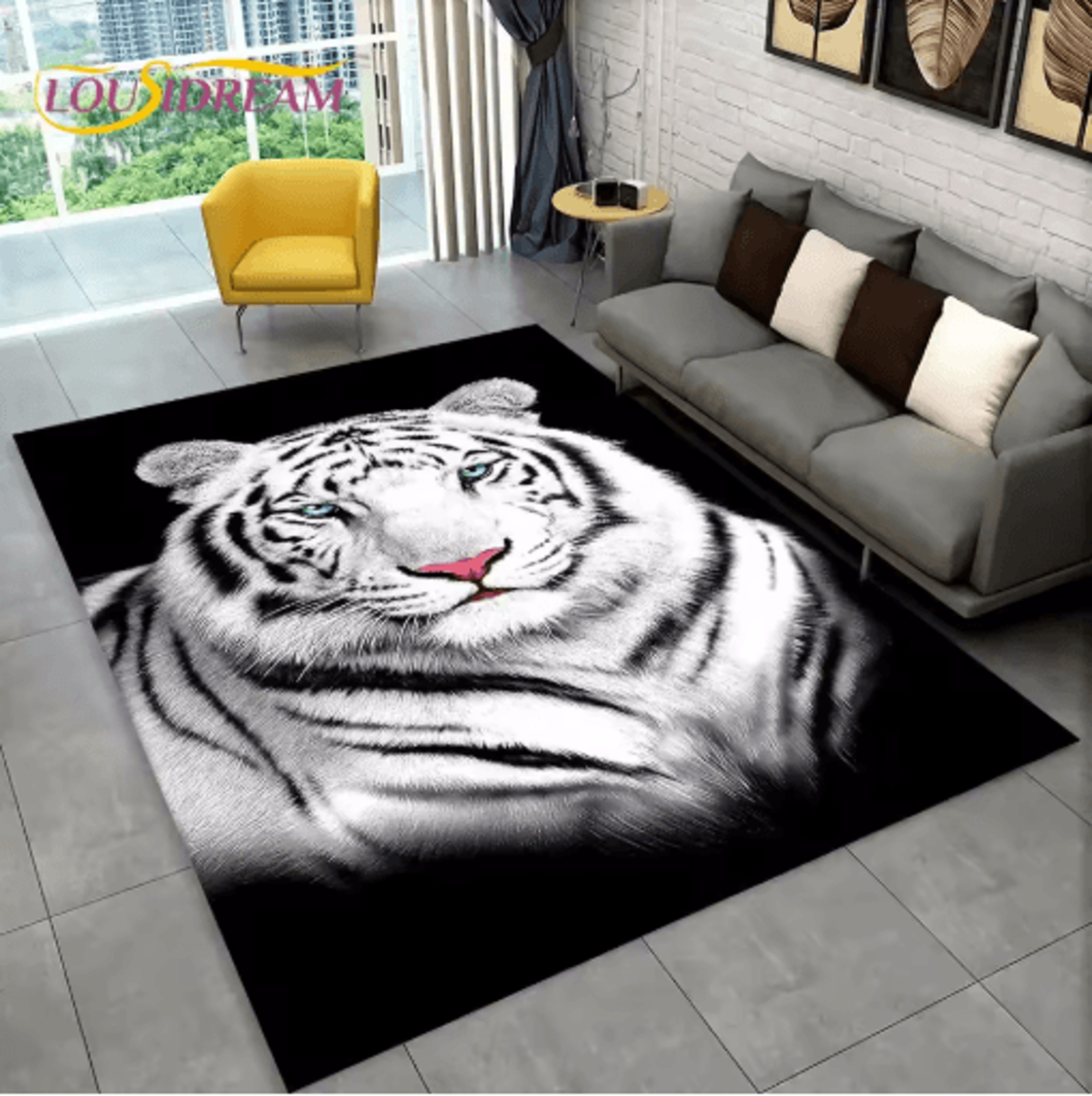 3D Animal Print Area Rug Non Slip Wildlife Carpet For Living Room  Kids Spaces 10