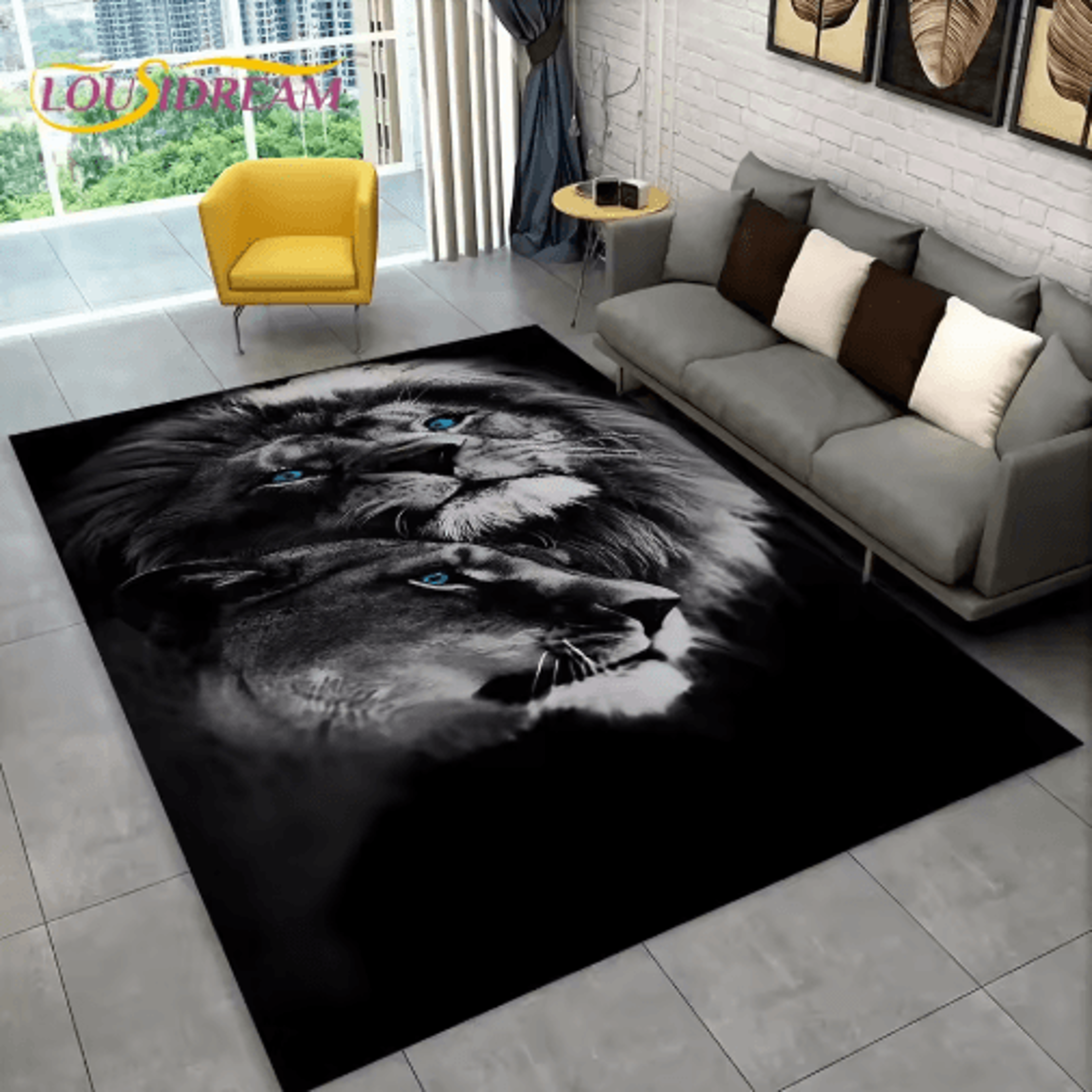 3D Animal Print Area Rug Non Slip Wildlife Carpet For Living Room  Kids Spaces 14