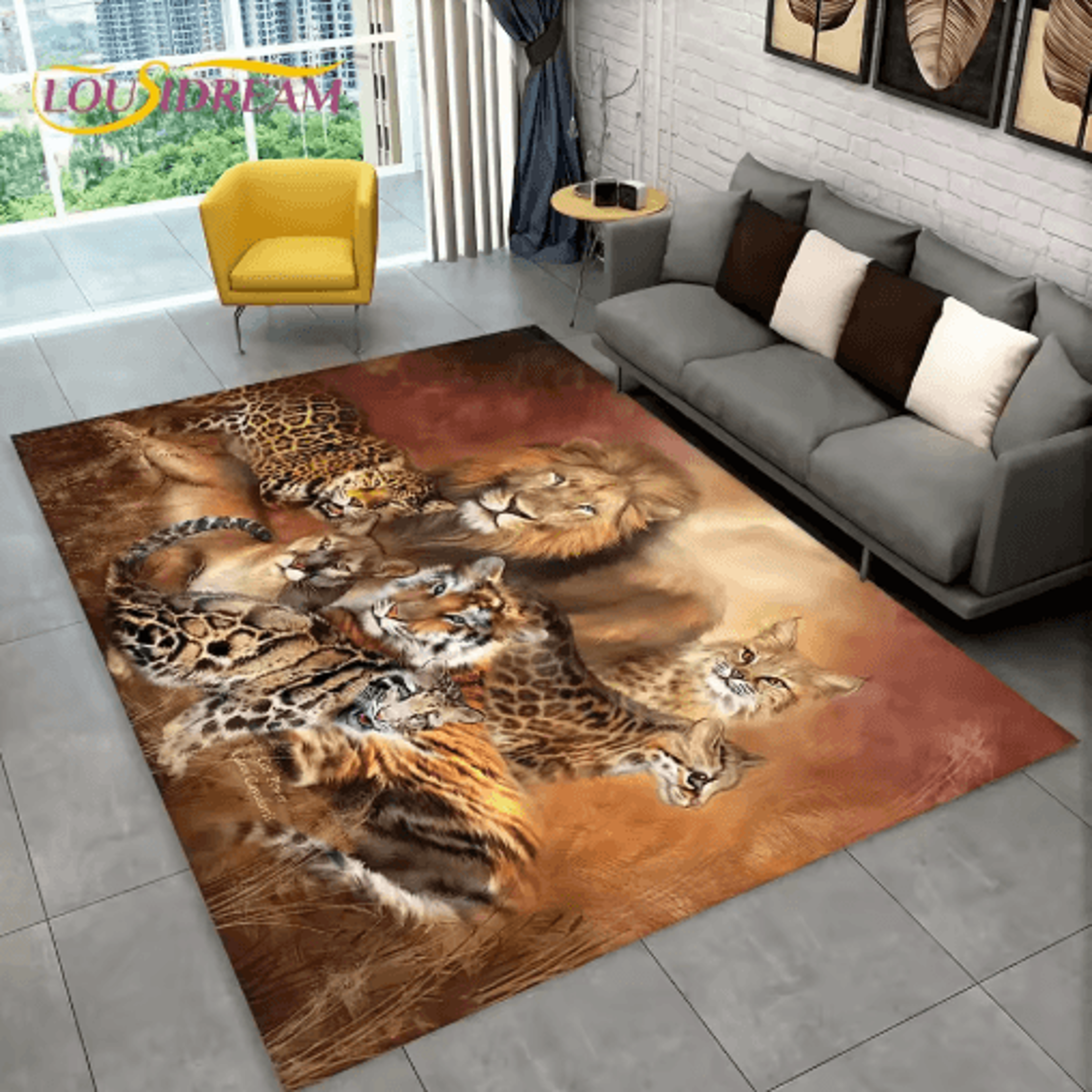 3D Animal Print Area Rug Non Slip Wildlife Carpet For Living Room  Kids Spaces 18