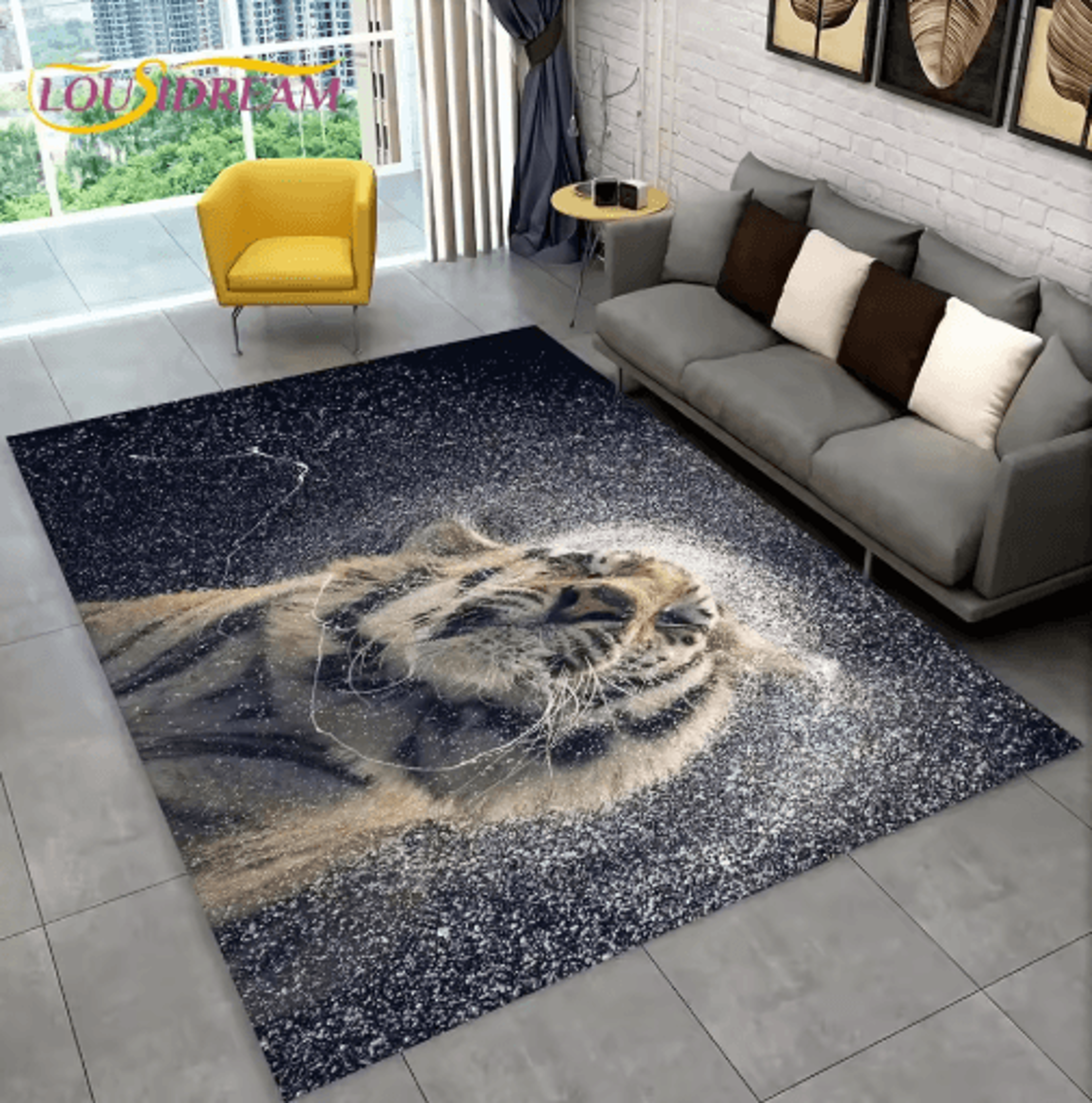 3D Animal Print Area Rug Non Slip Wildlife Carpet For Living Room  Kids Spaces 25