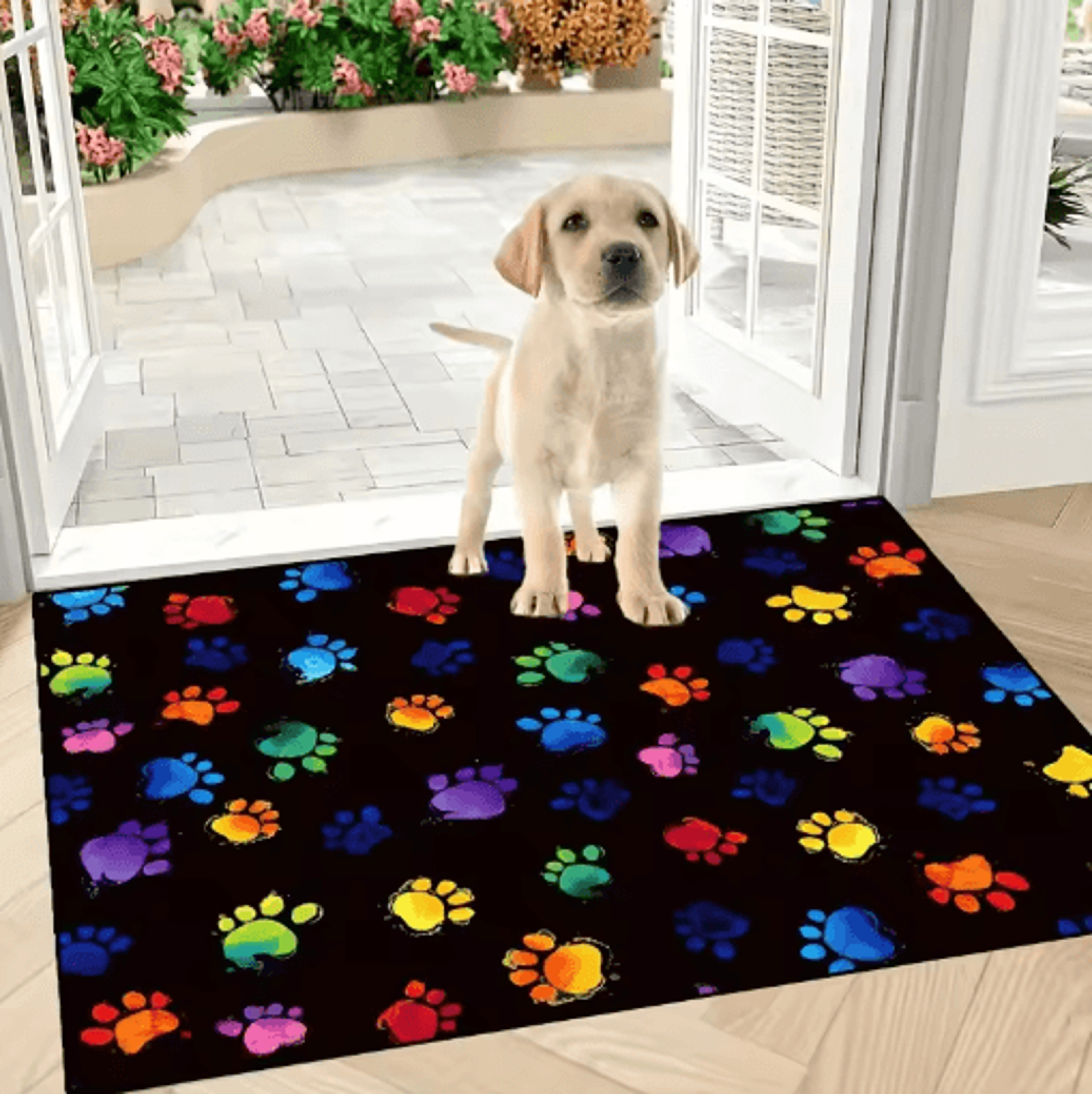 Cute Cat Paw Print Doormat Absorbent Washable Non Slip Kitchen  Entrance Rug 4
