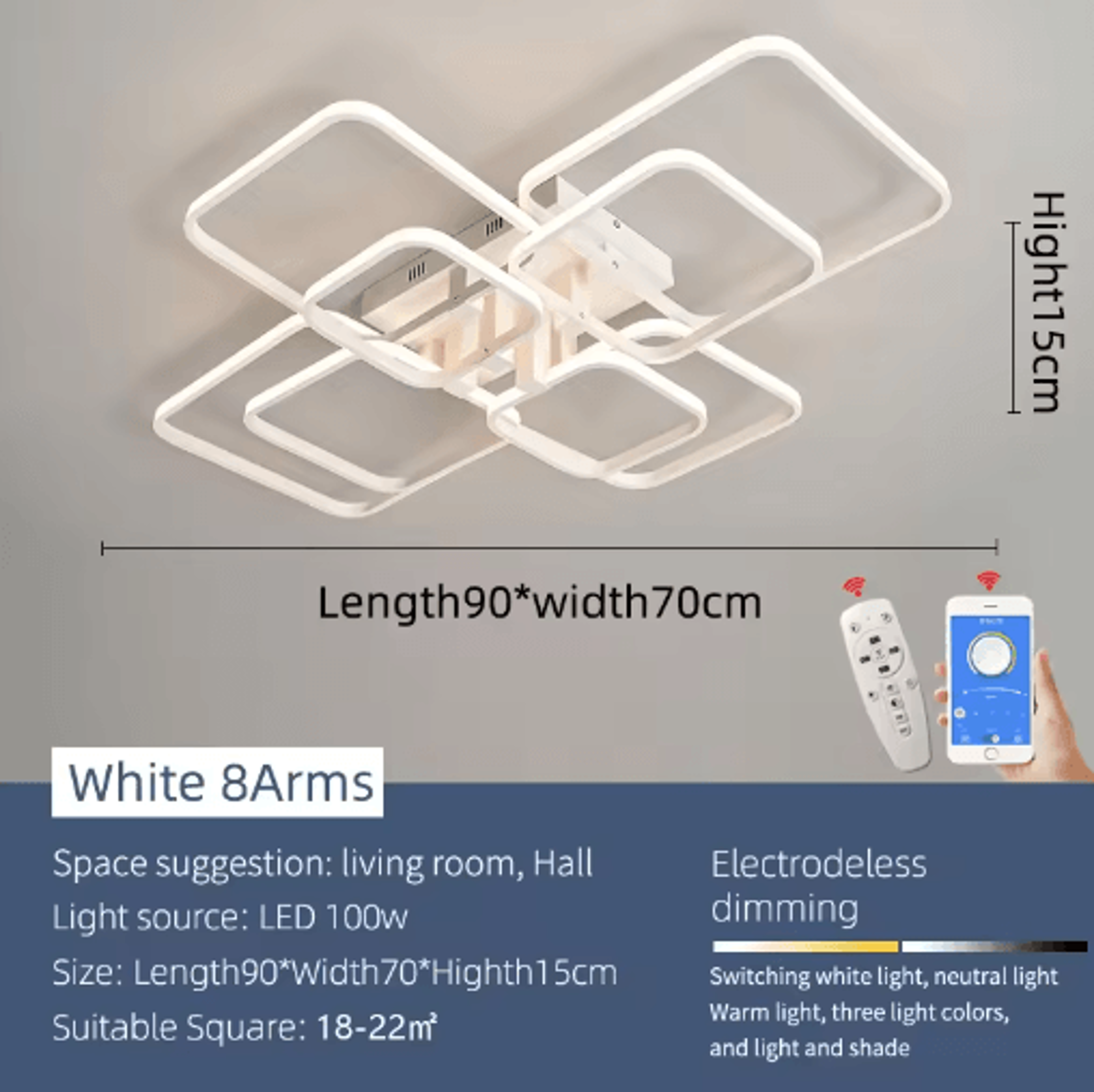 Modern LED Chandelier Light  Black  White Ceiling Fixture For Living Room  Bedroom 7