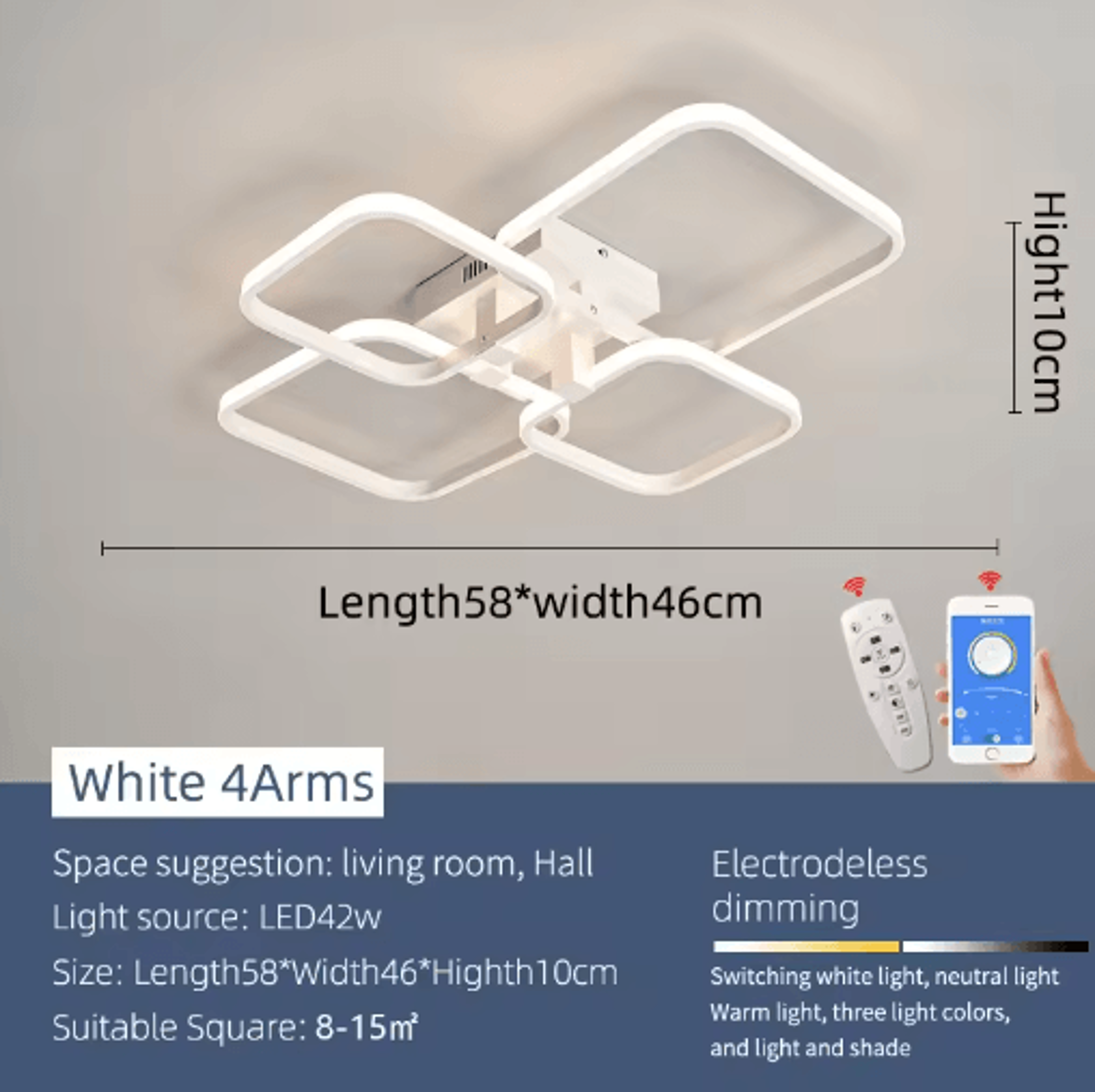Modern LED Chandelier Light  Black  White Ceiling Fixture For Living Room  Bedroom 11