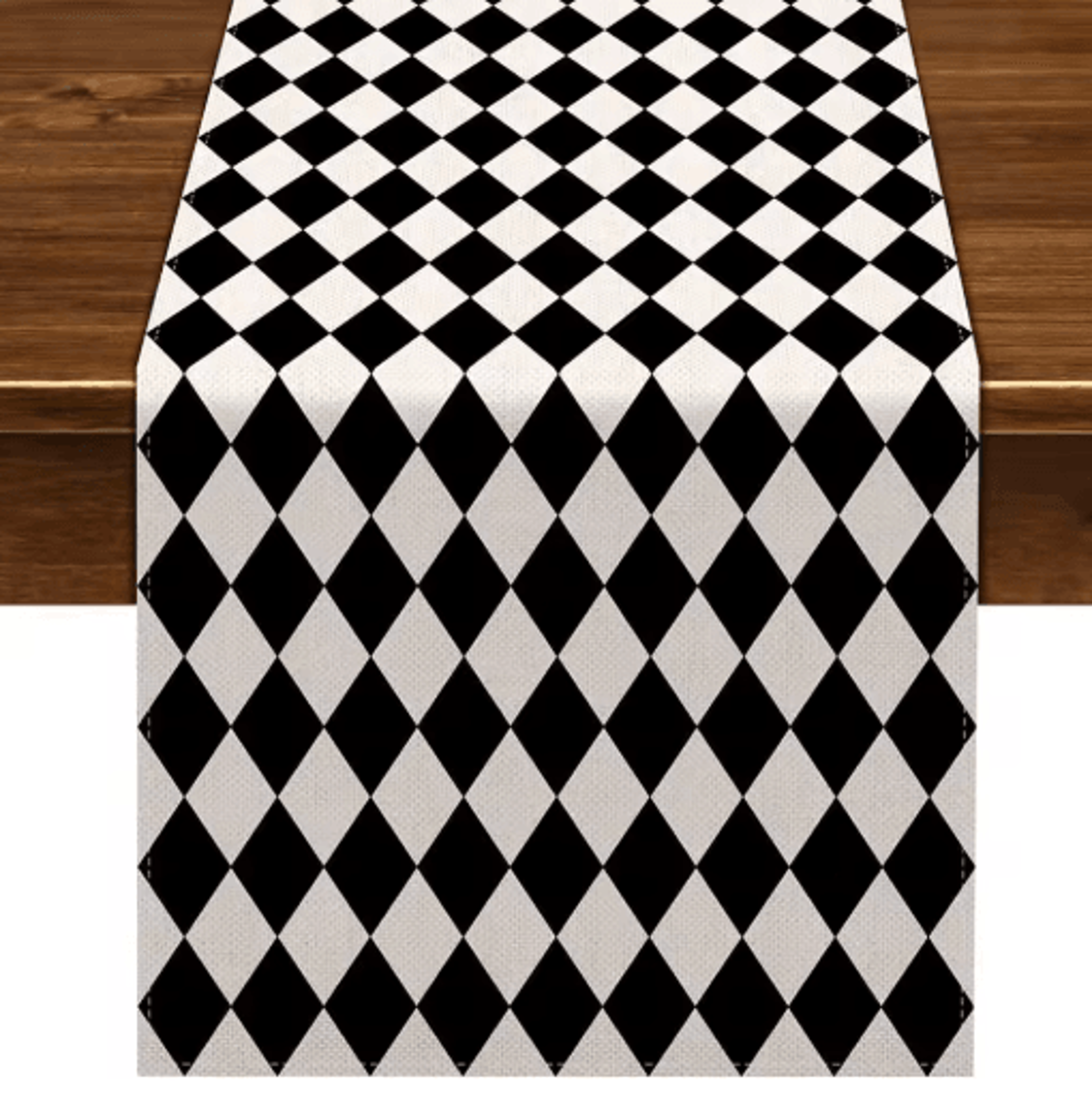 Black  White Buffalo Plaid Linen Table Runner Farmhouse Kitchen Table Decor 1