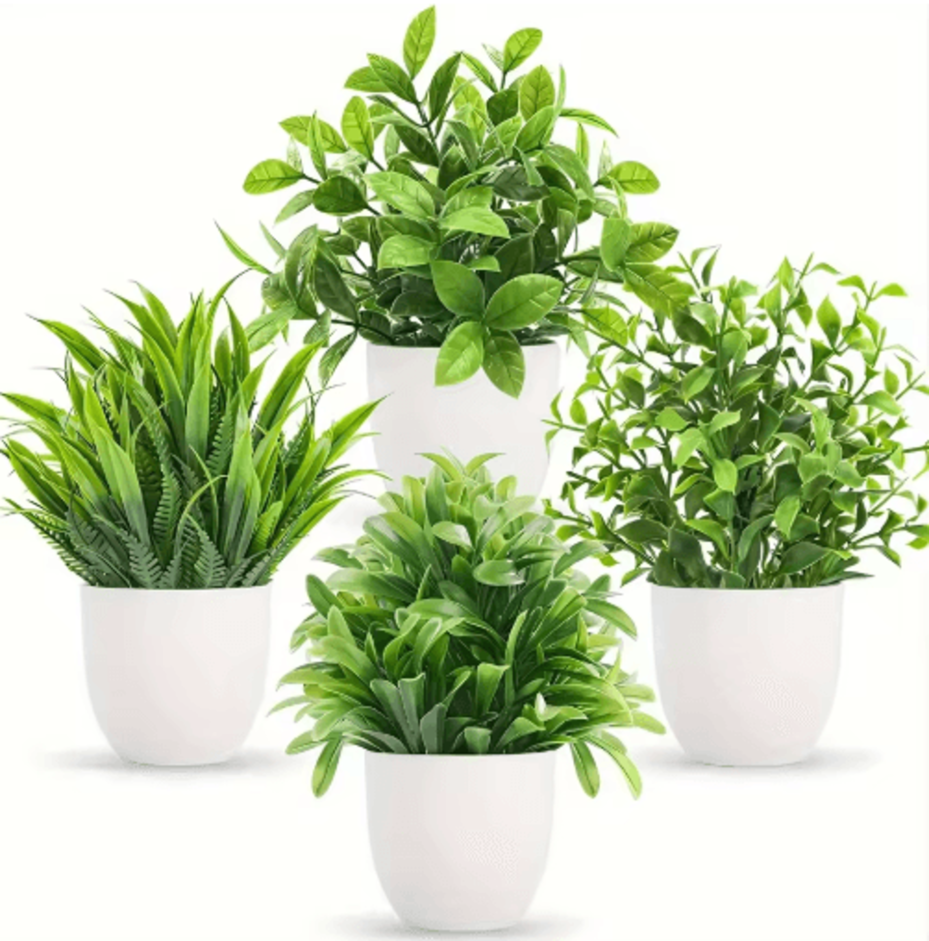 4 Pack Mini Artificial Potted Plants Fake Bonsai Greenery For Home  Office Decor 0