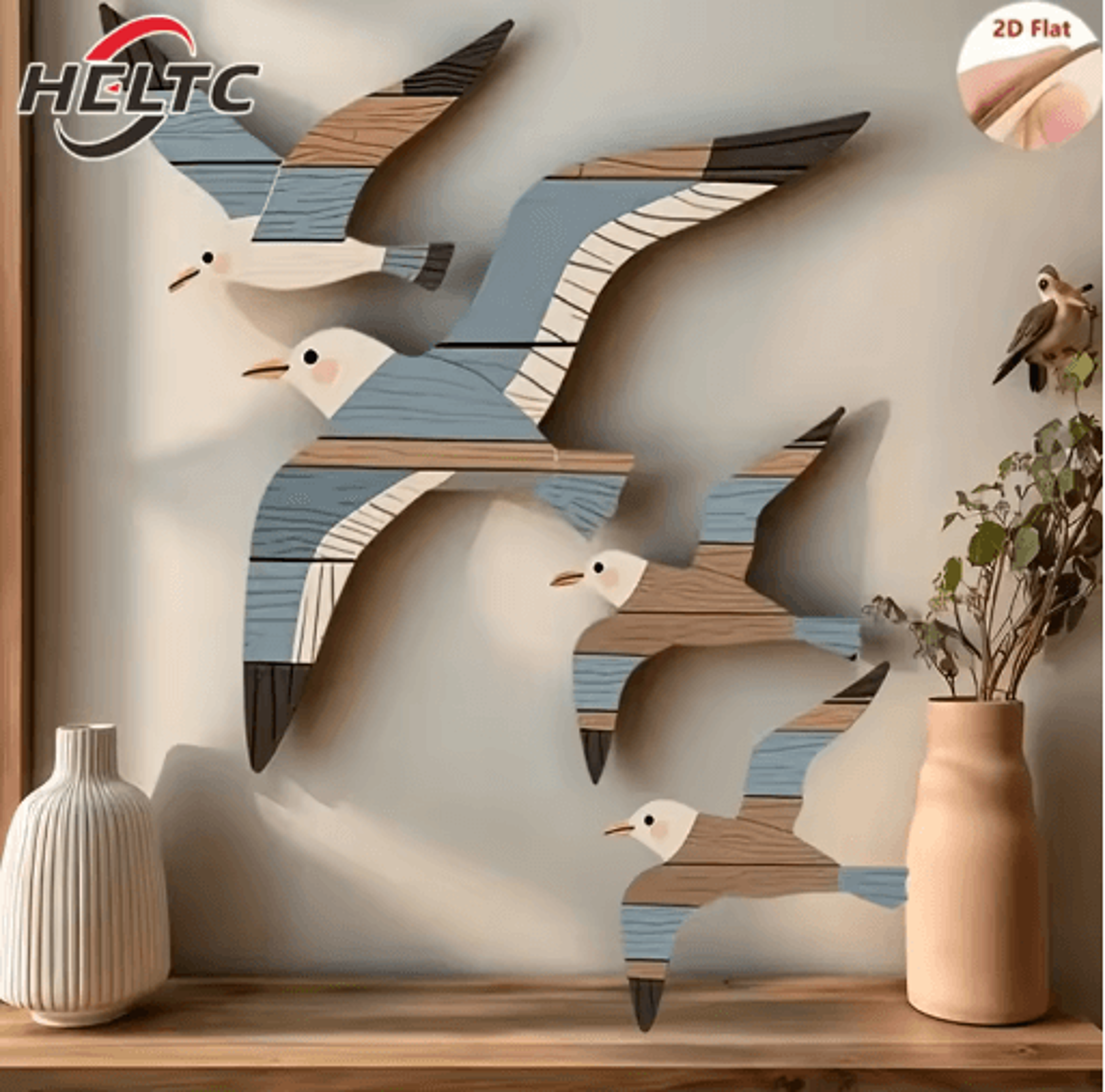 Retro Seagull Wall Decor Set Wooden Coastal Wall Art For BeachInspired Spaces 9