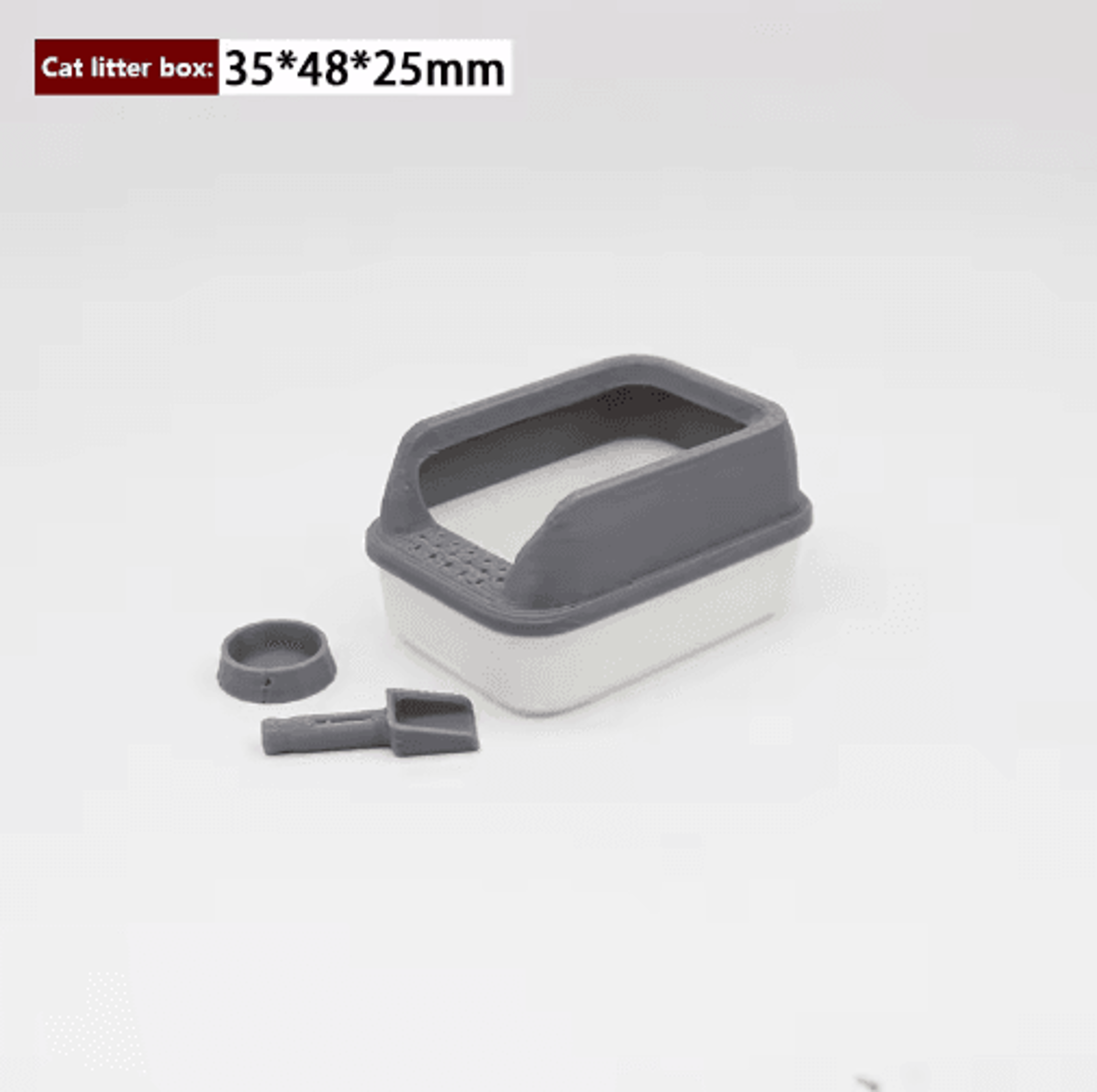 Miniature Cat Litter Box Set  Dollhouse Pet Accessories With Mini Shovel 3pcs 4