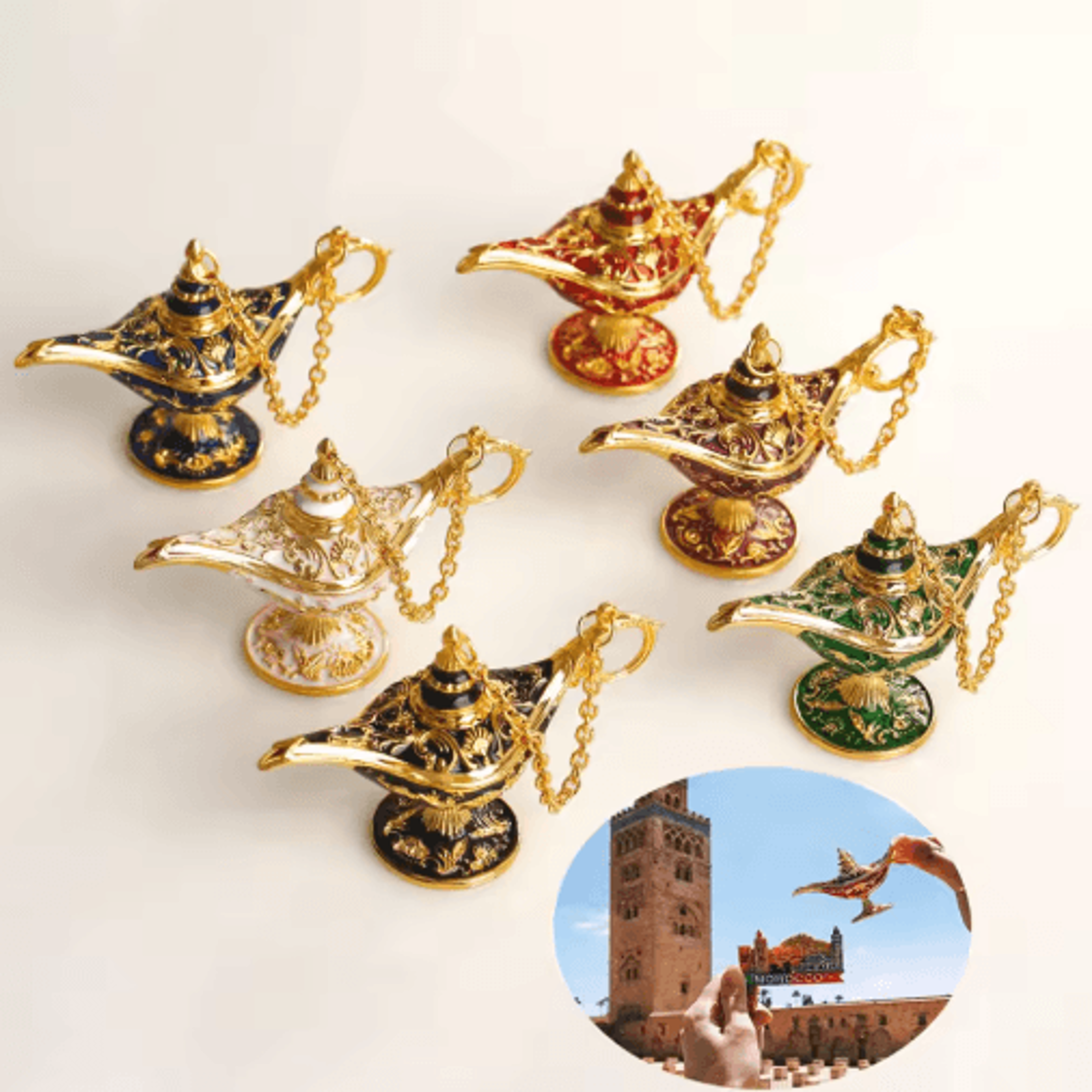 Vintage Aladdin Genie Lamp Ornament European Metal Antique Home Decor 5