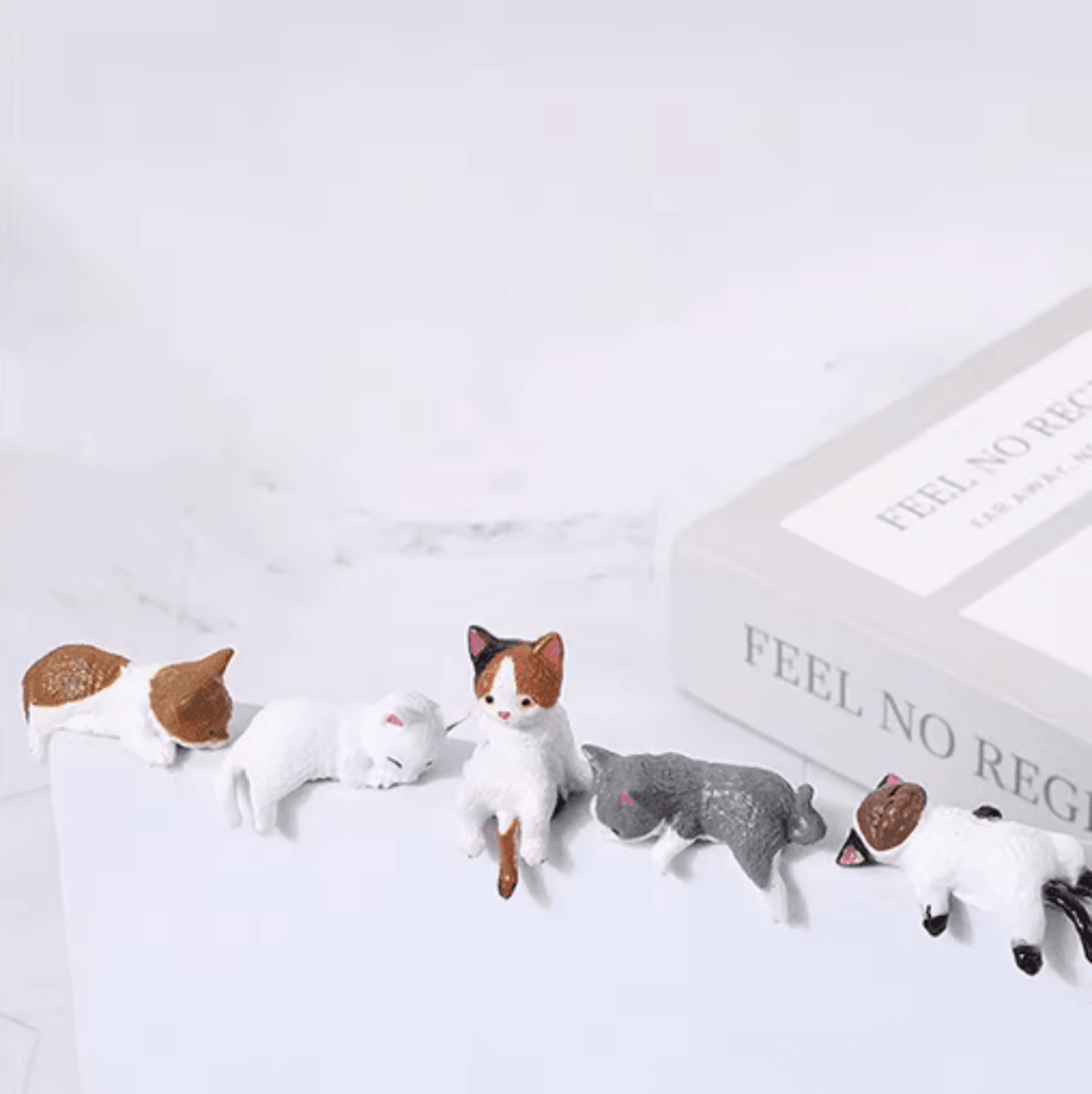 Kawaii Cat Monitor Toppers Set Cute Desk Decor  Screen Edge Figurines 5 Pack 2