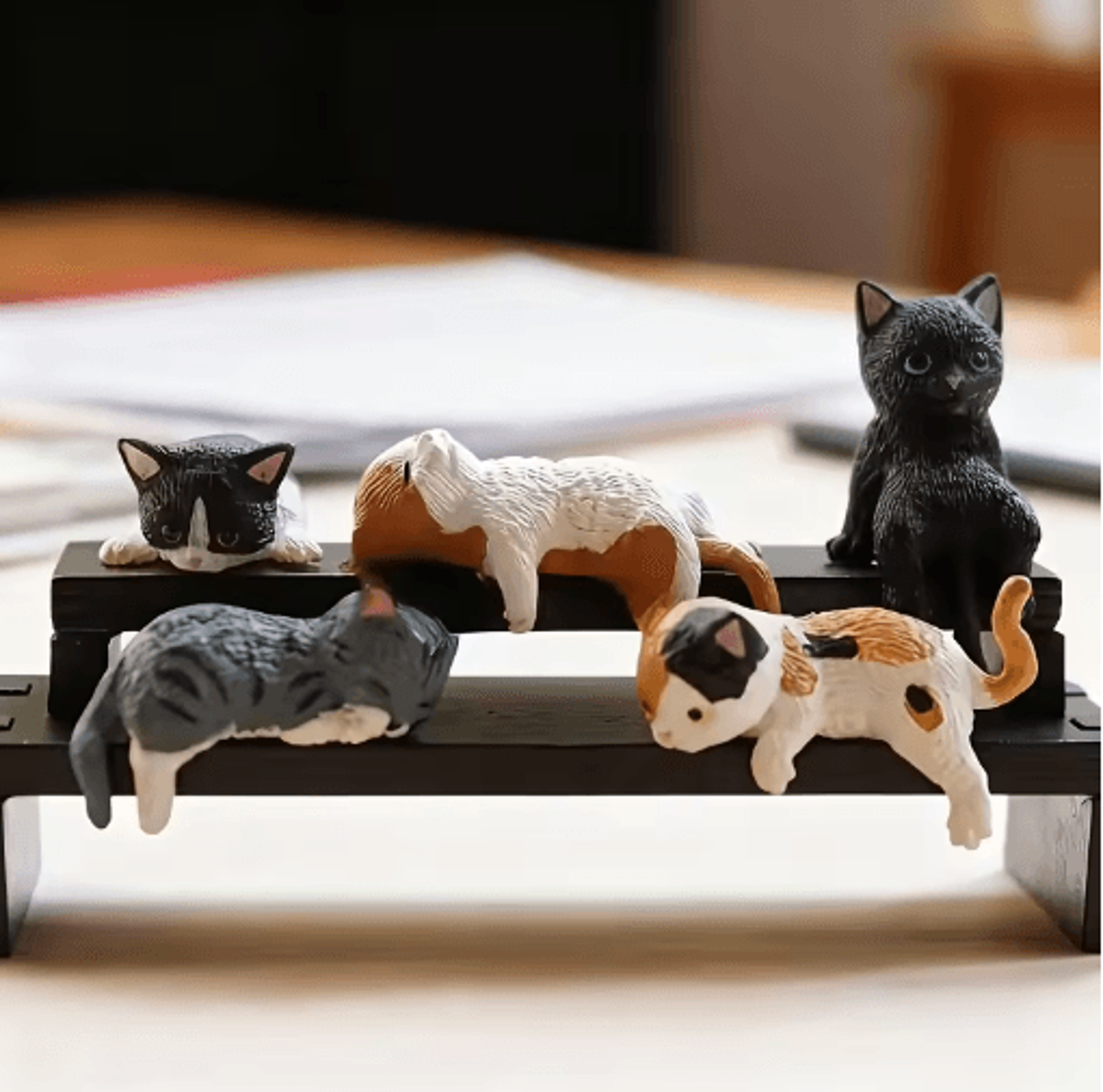 Kawaii Cat Monitor Toppers Set Cute Desk Decor  Screen Edge Figurines 5 Pack 5
