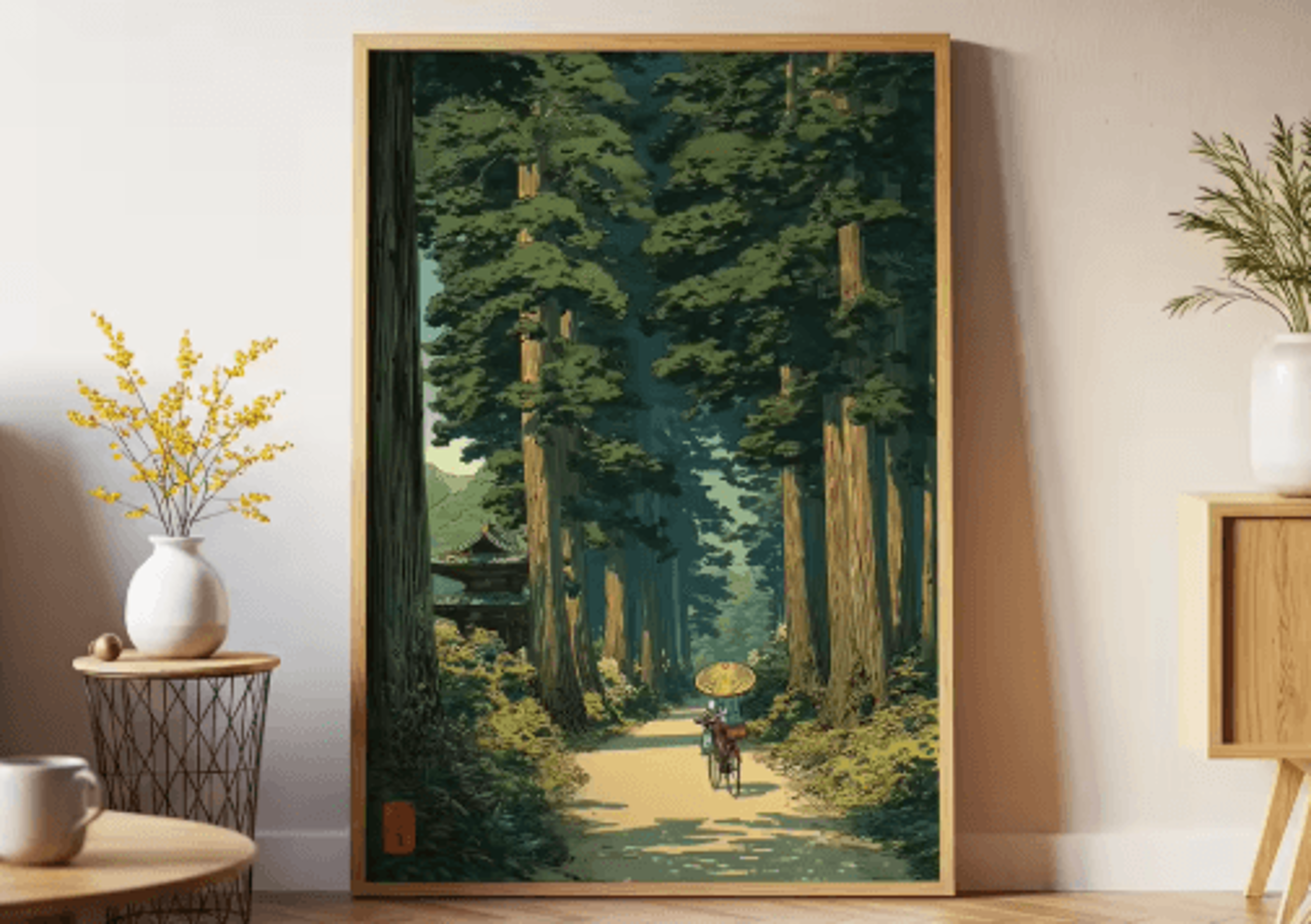 Frameless Japanese Pine Tree Wall Art Zen Nature Poster Print For Calm Interiors 3