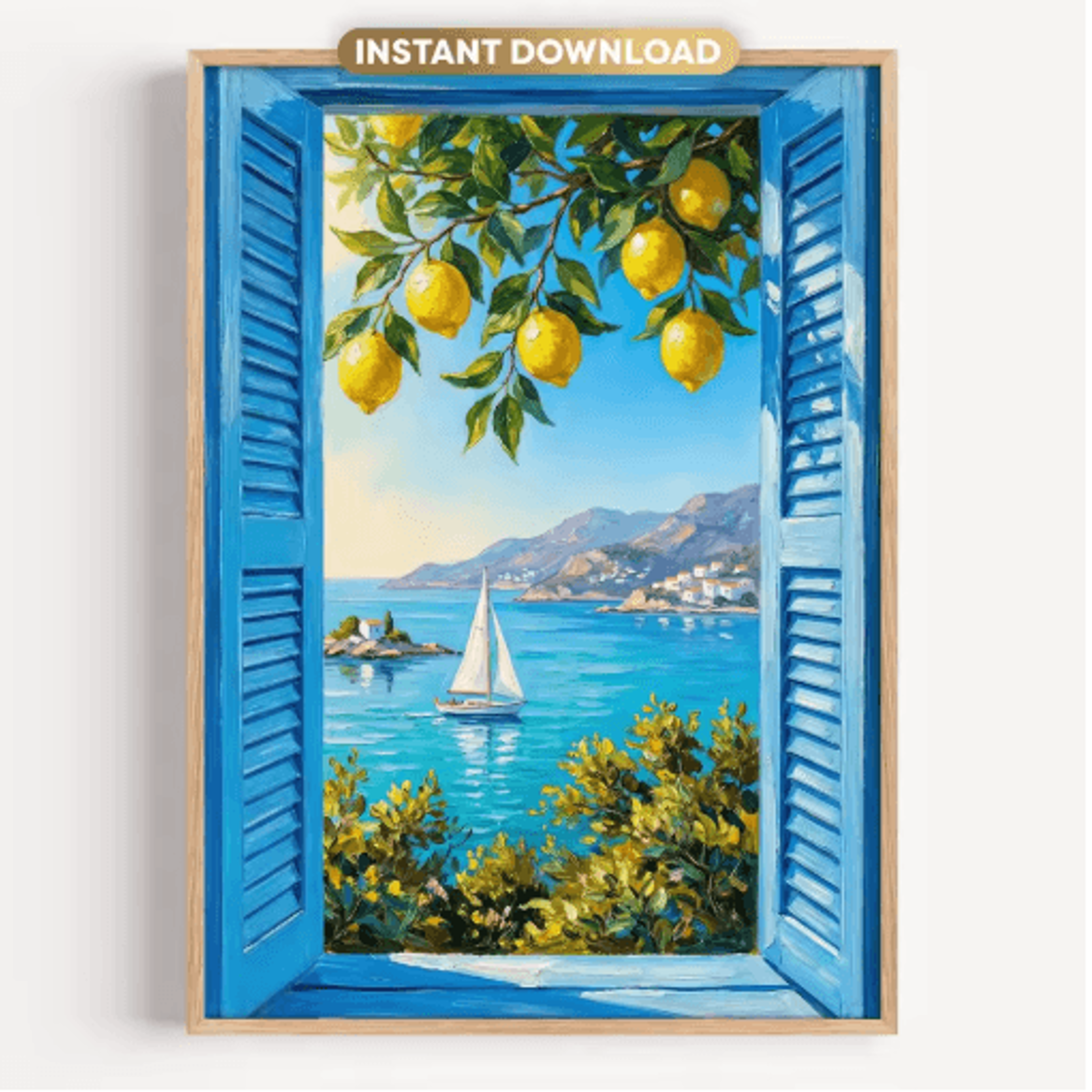 Italian Lemon Tree Wall Art Cottage Core Spring Landscape Canvas Print Unframed 3