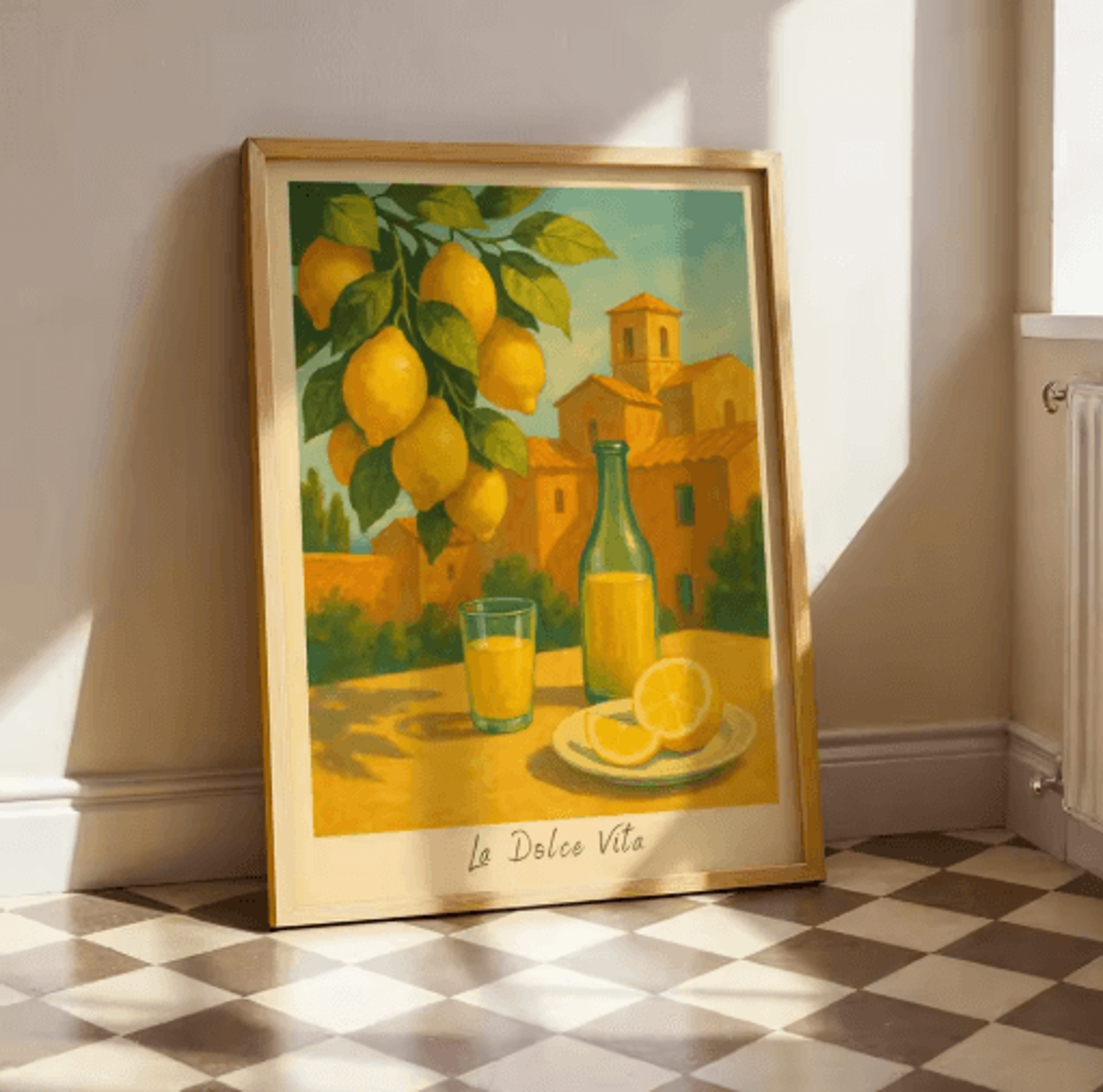 Italian Lemon Tree Wall Art Cottage Core Spring Landscape Canvas Print Unframed 4