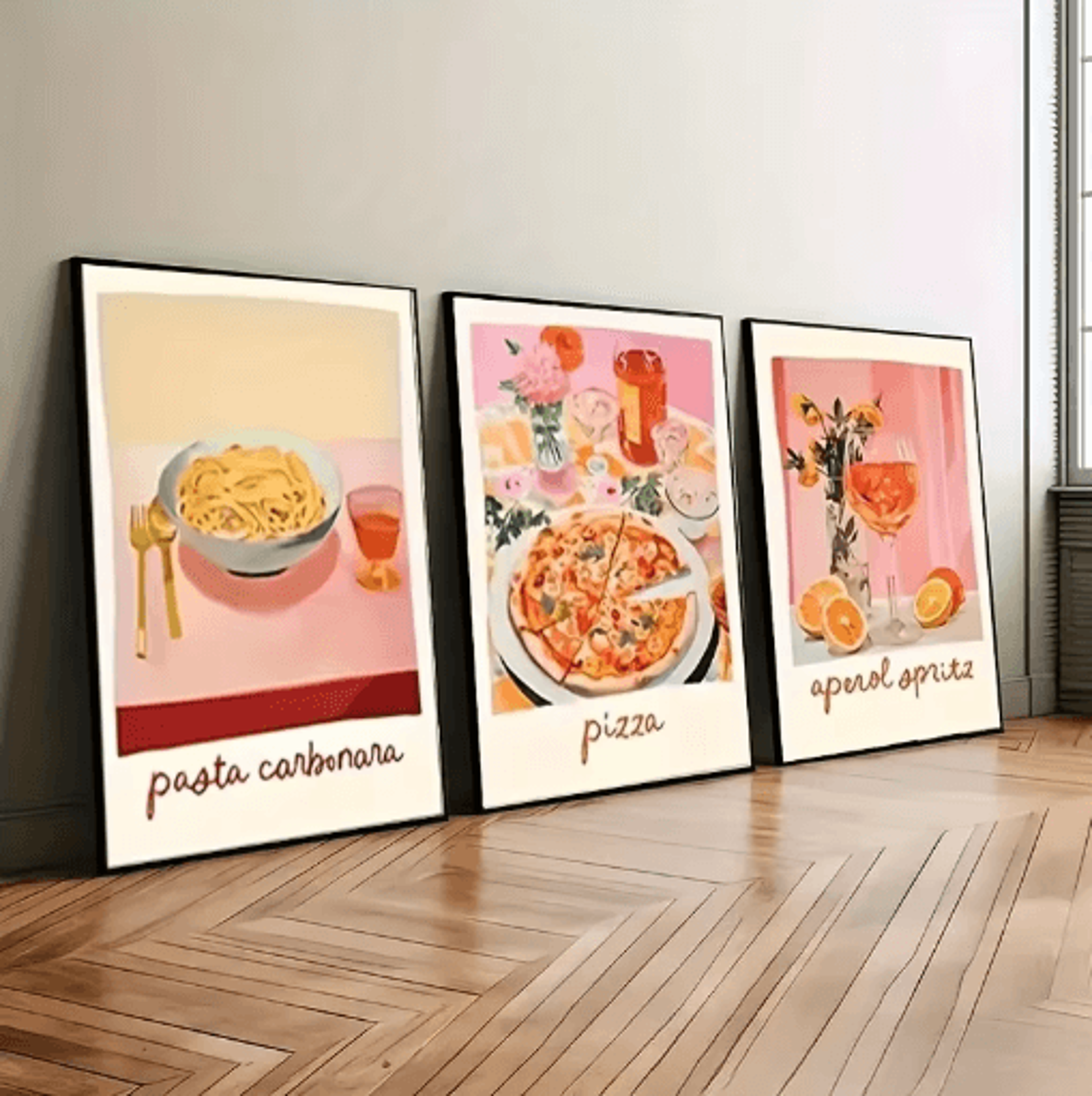 Aperol Spritz  Pizza Cocktail Kitchen Wall Art Italian Food Canvas Poster 29