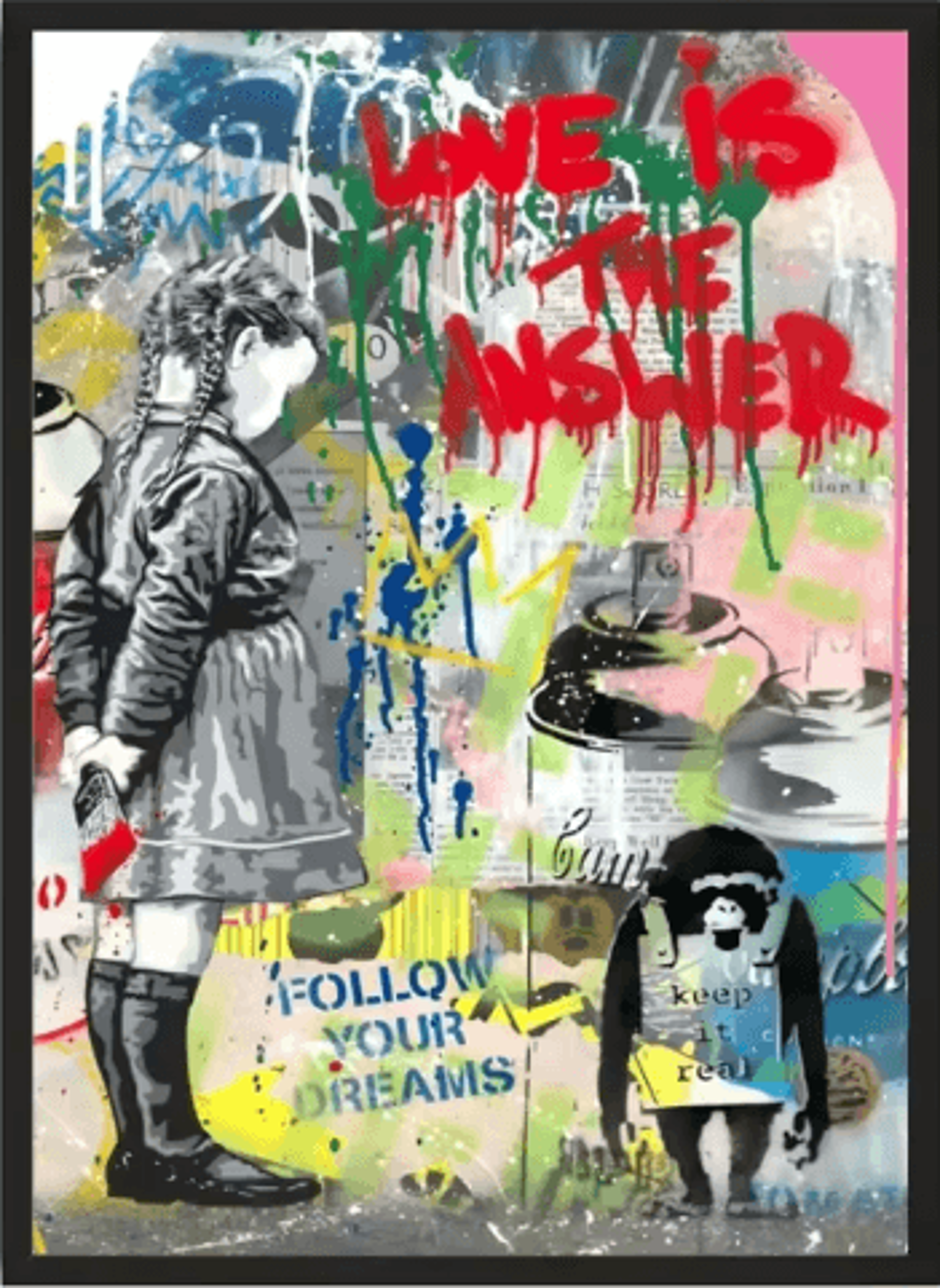 Banksy Style Graffiti Canvas Print Modern Urban Street Art Wall Poster Frameless 13
