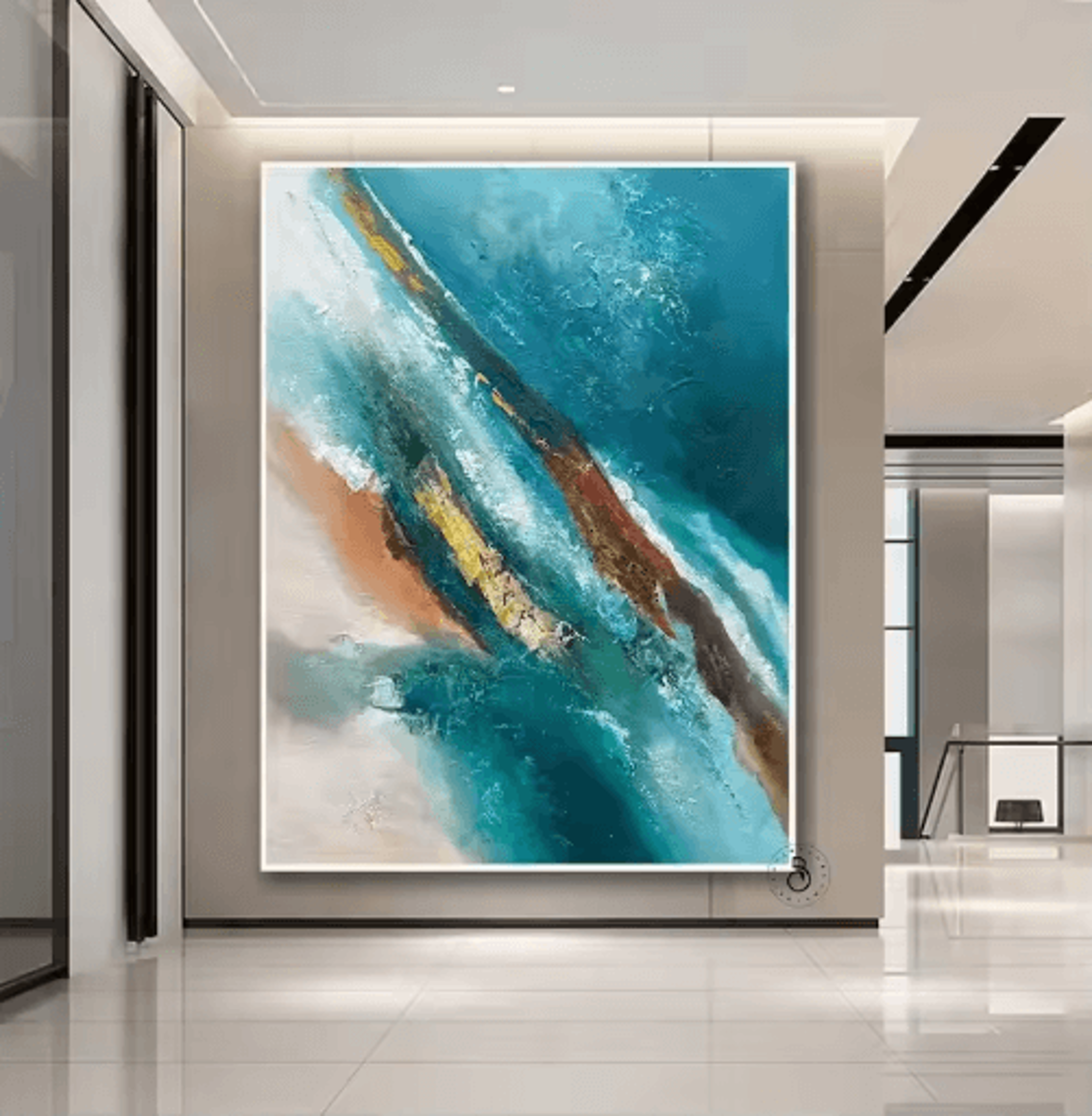 Large Abstract Texture Wall Art Handmade Gold Minimalist Canvas Painting 1