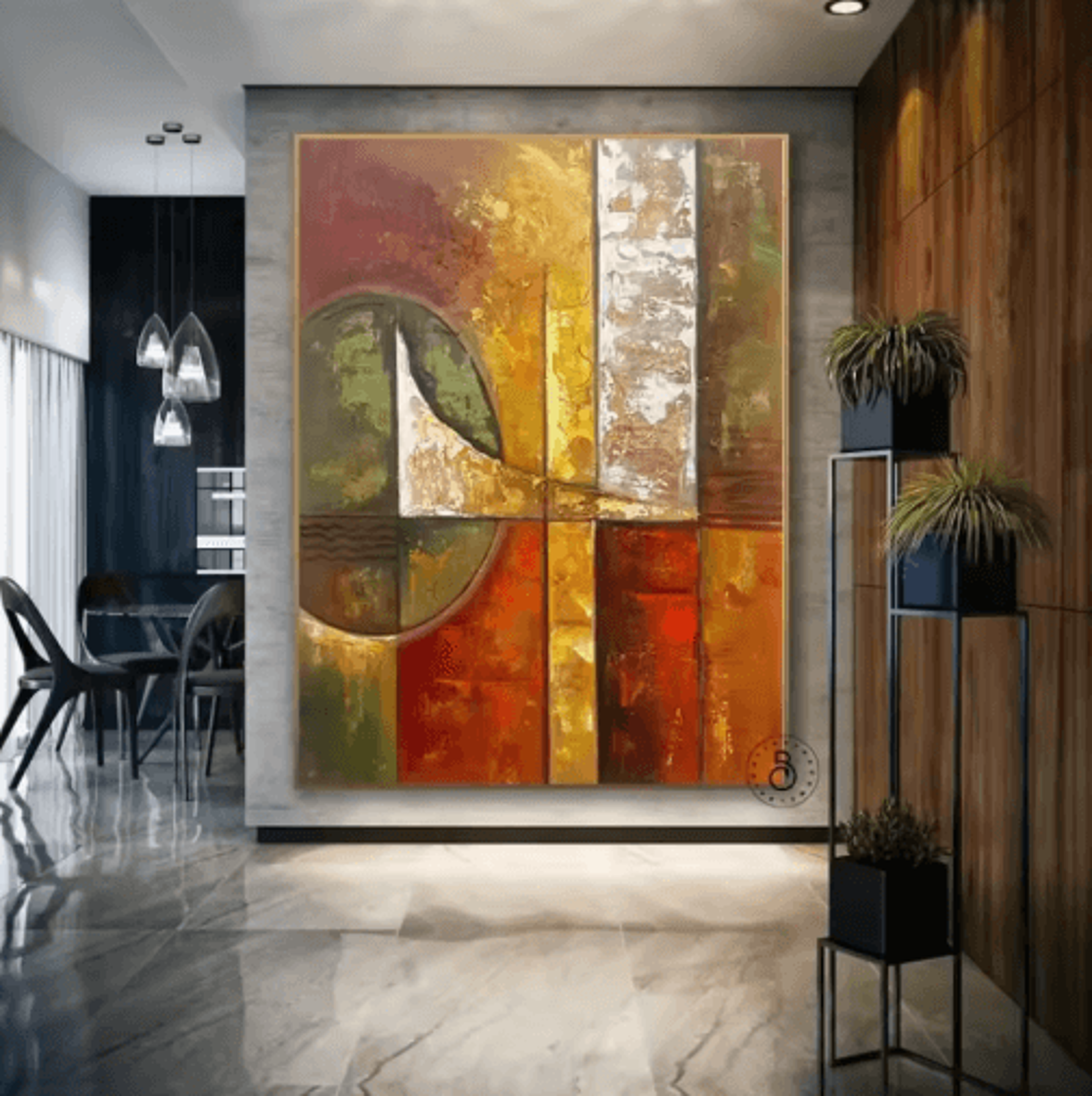 Large Abstract Texture Wall Art Handmade Gold Minimalist Canvas Painting 5